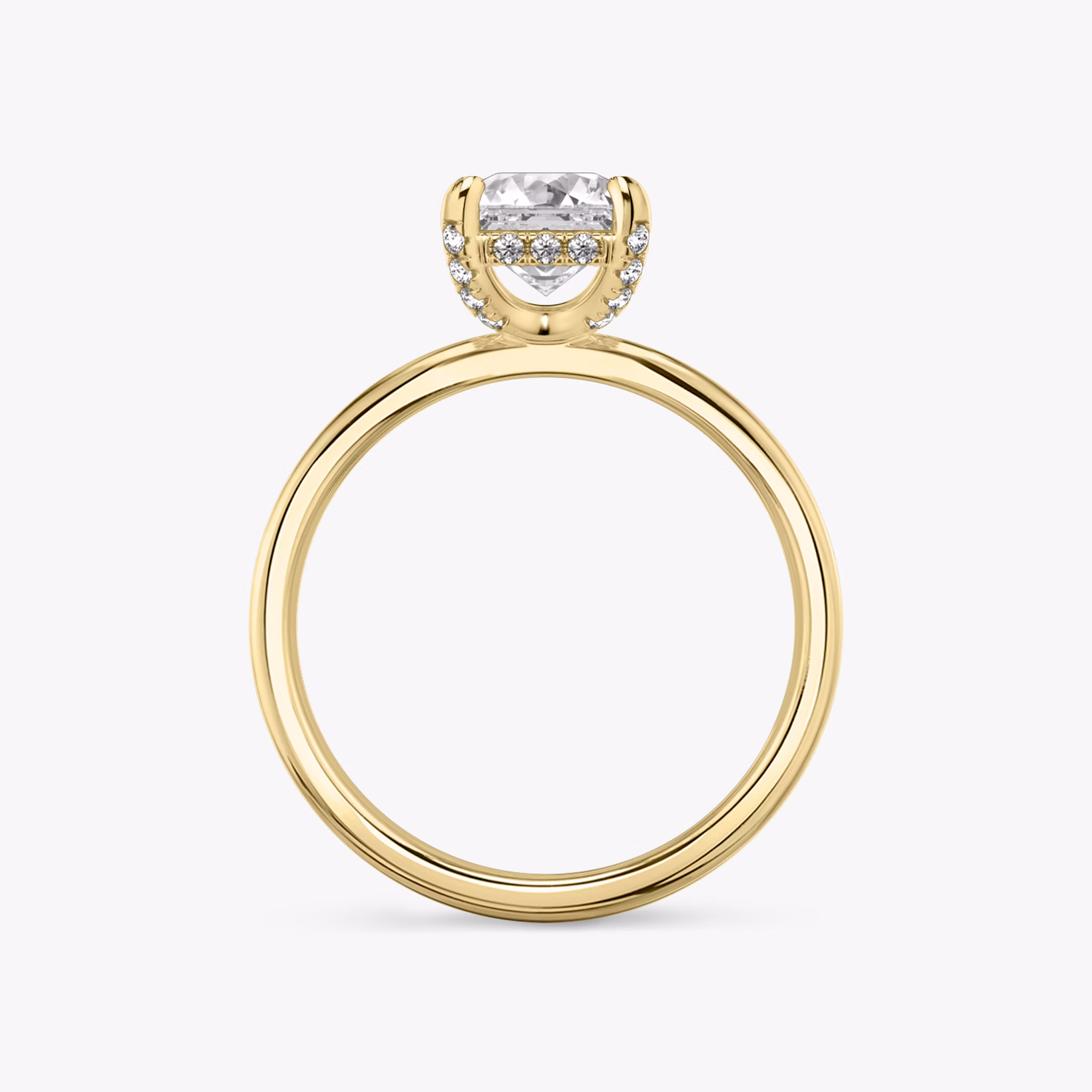 The Classic Hidden Halo | Asscher | 18k | Yellow Gold | bandAccent: Plain | bandWidth: standard | prongStyle: Pavé | diamondOrientation: vertical | caratWeight: other