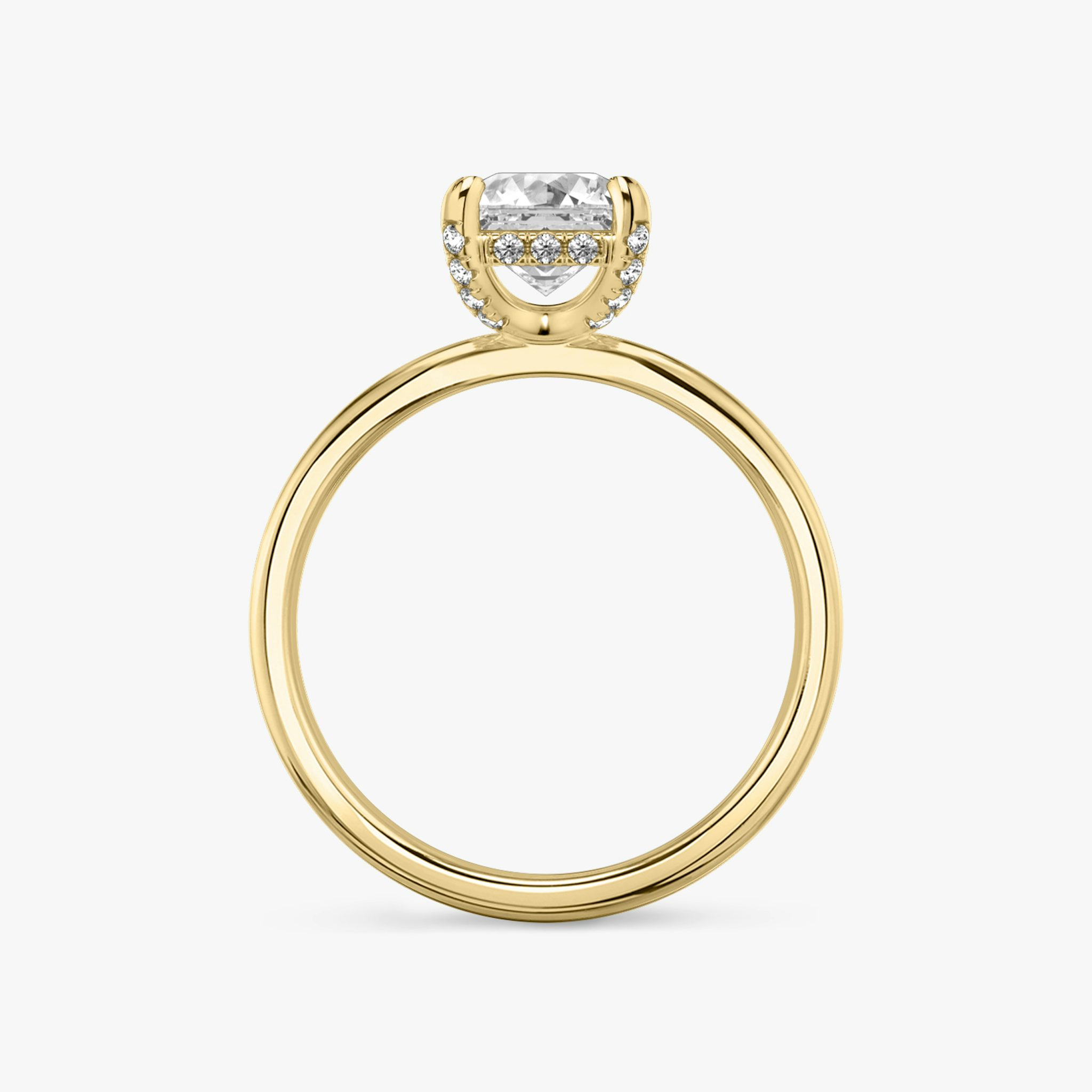 The Classic Hidden Halo | Asscher | 18k | Yellow Gold | bandAccent: Plain | bandWidth: standard | prongStyle: Pavé | diamondOrientation: vertical | caratWeight: other