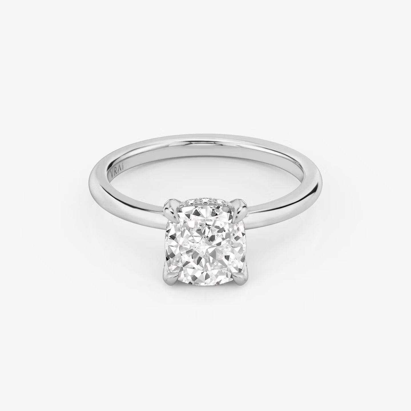 The Classic Hidden Halo | Cushion | Platinum | bandAccent: Plain | bandWidth: standard | prongStyle: Pavé | diamondOrientation: vertical | caratWeight: other
