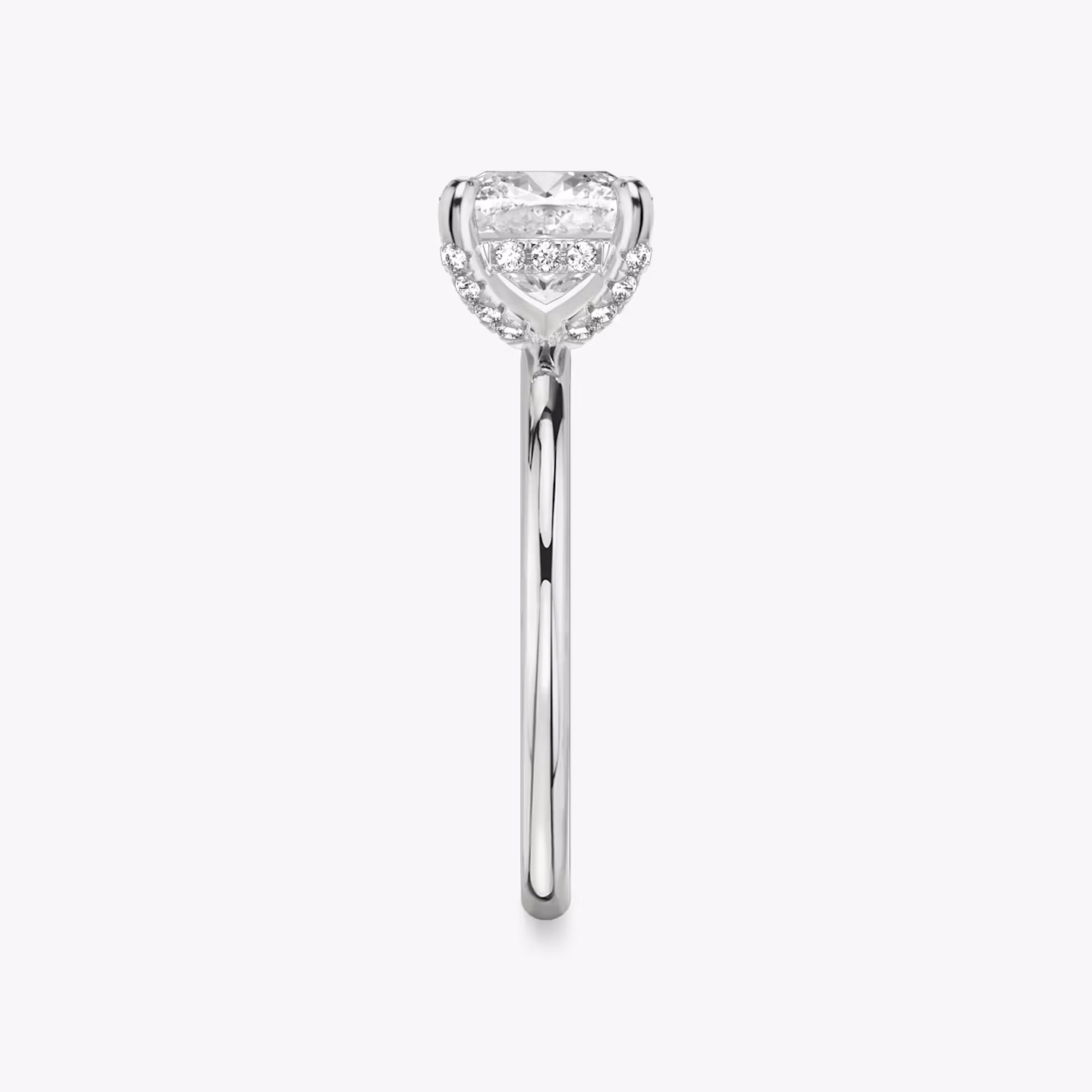 The Classic Hidden Halo | Cushion | Platinum | bandAccent: Plain | bandWidth: standard | prongStyle: Pavé | diamondOrientation: vertical | caratWeight: other