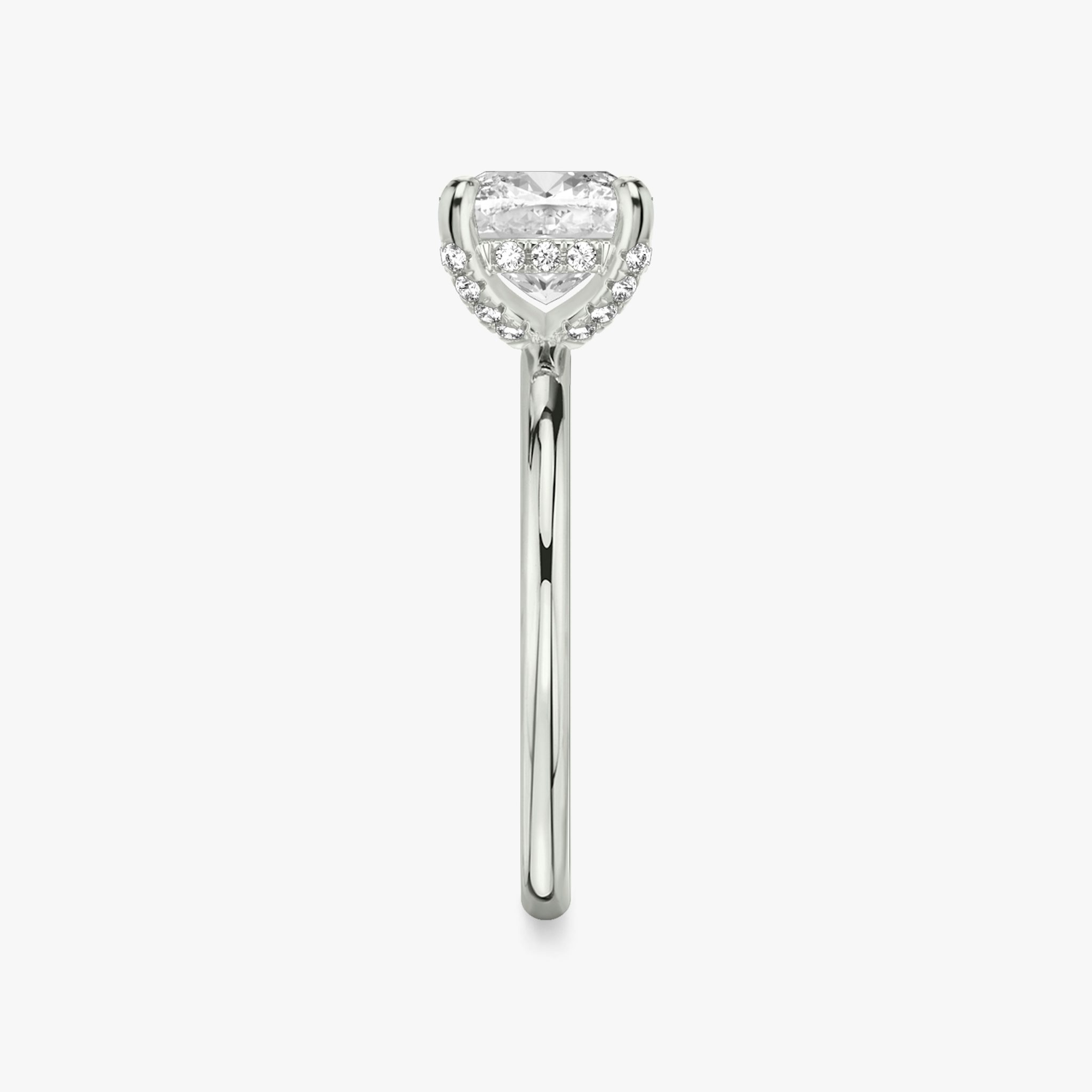 The Classic Hidden Halo | Cushion | 18k | White Gold | bandAccent: Plain | bandWidth: standard | prongStyle: Pavé | diamondOrientation: vertical | caratWeight: other