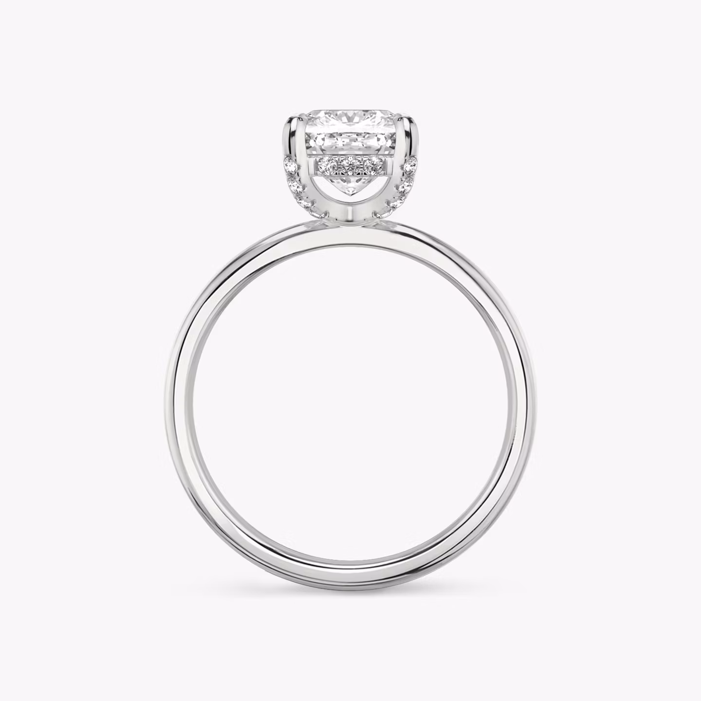 The Classic Hidden Halo | Cushion | Platinum | bandAccent: Plain | bandWidth: standard | prongStyle: Pavé | diamondOrientation: vertical | caratWeight: other