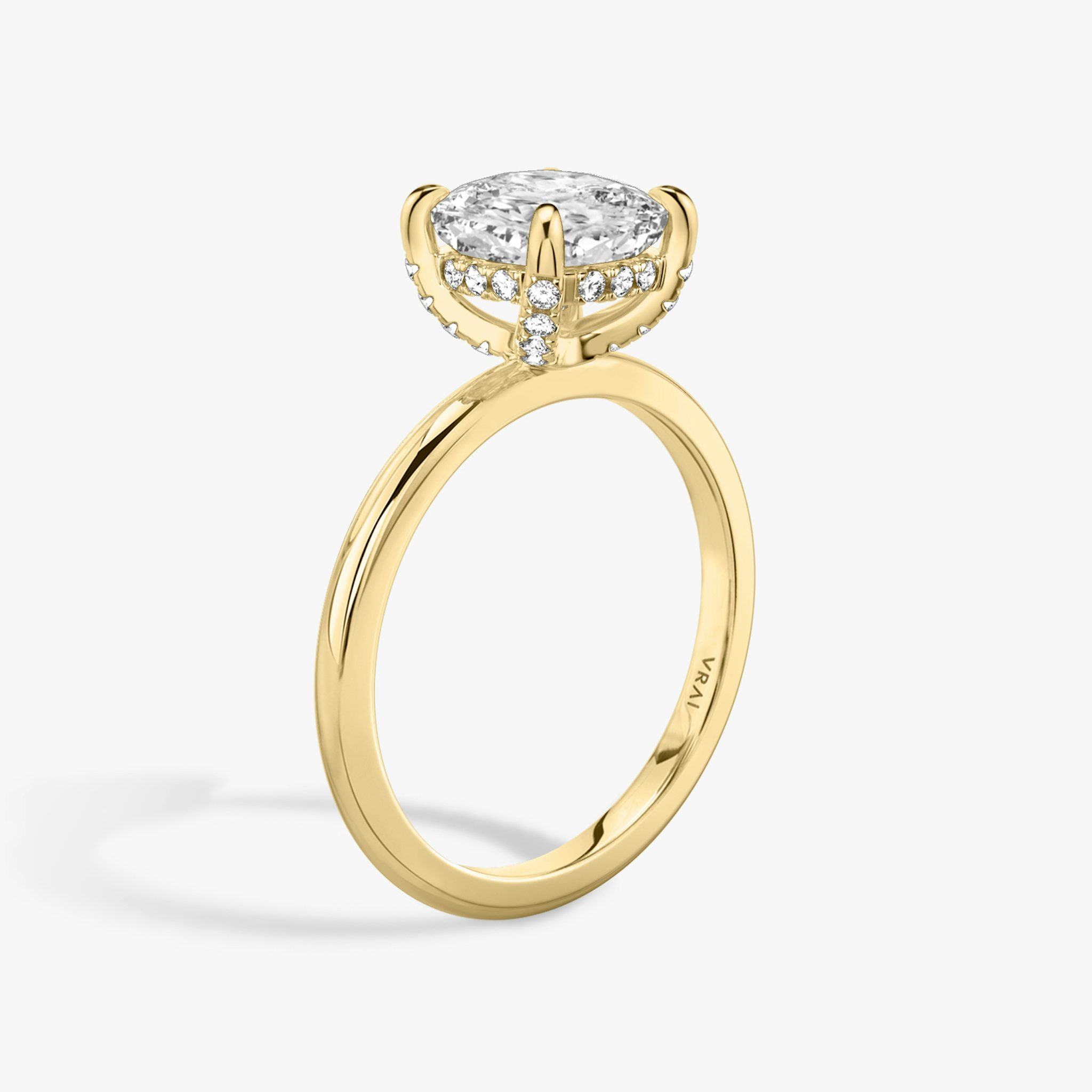 The Classic Hidden Halo | Cushion | 18k | Yellow Gold | bandAccent: Plain | bandWidth: standard | prongStyle: Pavé | diamondOrientation: vertical | caratWeight: other