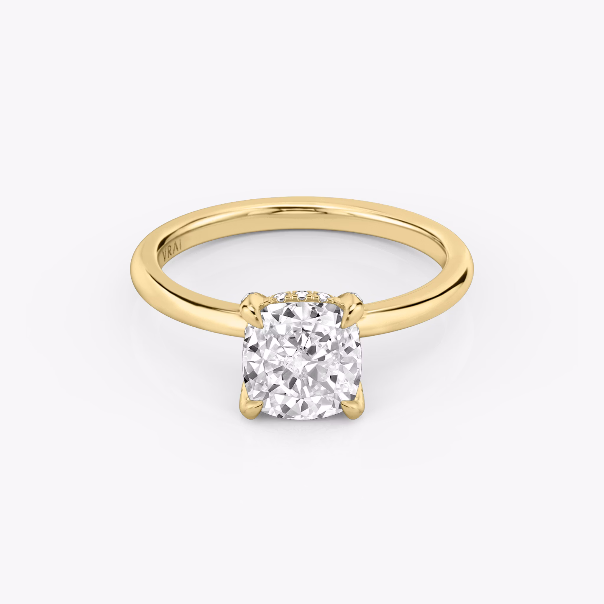 The Classic Hidden Halo | Cushion | 18k | Yellow Gold | bandAccent: Plain | bandWidth: standard | prongStyle: Pavé | diamondOrientation: vertical | caratWeight: other