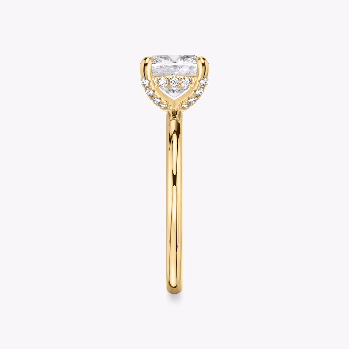 The Classic Hidden Halo | Cushion | 18k | Yellow Gold | bandAccent: Plain | bandWidth: standard | prongStyle: Pavé | diamondOrientation: vertical | caratWeight: other