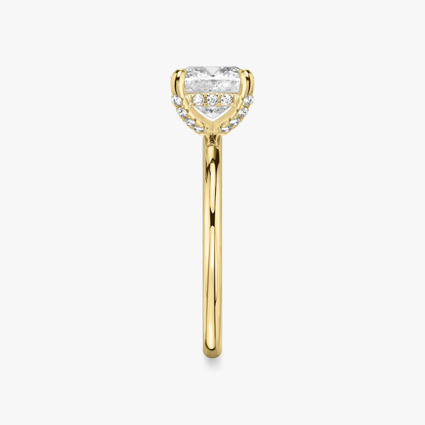 The Classic Hidden Halo | Cushion | 18k | Yellow Gold | bandAccent: Plain | bandWidth: standard | prongStyle: Pavé | diamondOrientation: vertical | caratWeight: other