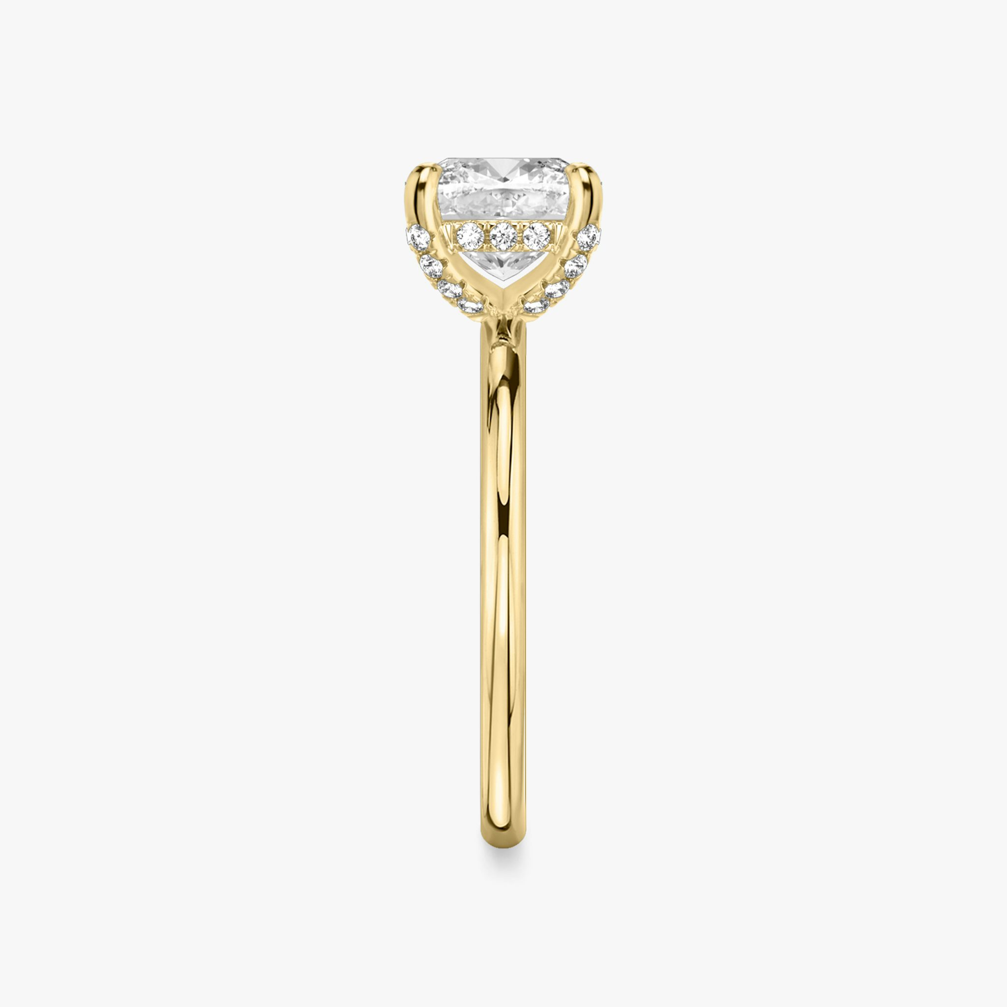 The Classic Hidden Halo | Cushion | 18k | Yellow Gold | bandAccent: Plain | bandWidth: standard | prongStyle: Pavé | diamondOrientation: vertical | caratWeight: other