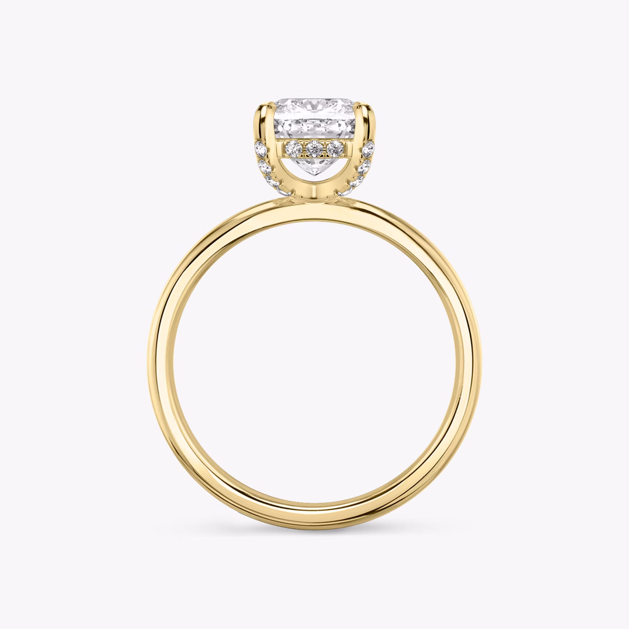 The Classic Hidden Halo | Cushion | 18k | Yellow Gold | bandAccent: Plain | bandWidth: standard | prongStyle: Pavé | diamondOrientation: vertical | caratWeight: other