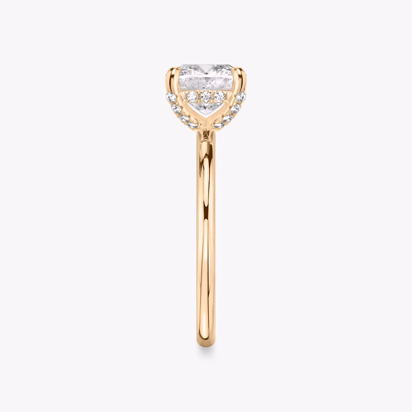 The Classic Hidden Halo | Cushion | 14k | Rose Gold | bandAccent: Plain | bandWidth: standard | prongStyle: Pavé | diamondOrientation: vertical | caratWeight: other
