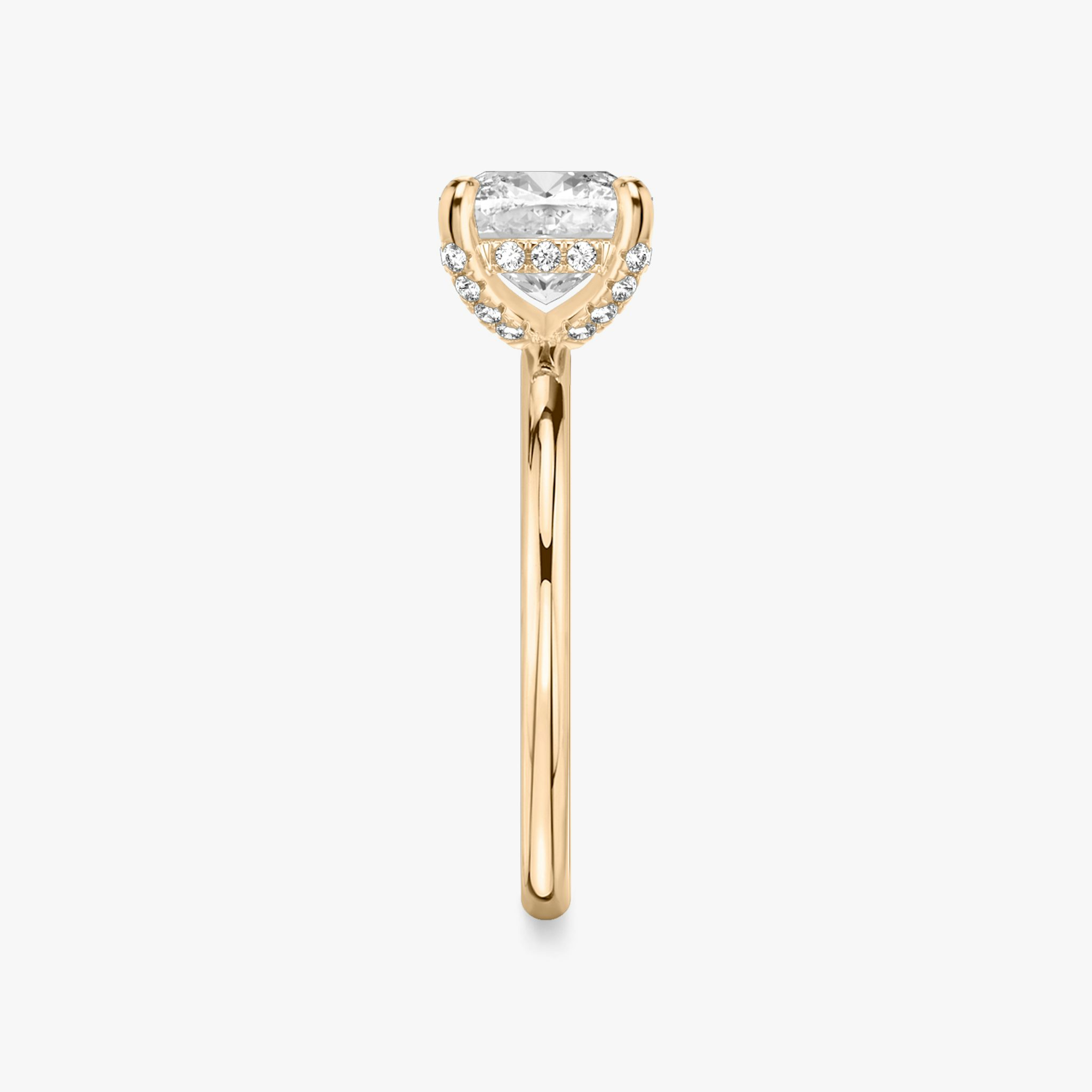 The Classic Hidden Halo | Cushion | 14k | Rose Gold | bandAccent: Plain | bandWidth: standard | prongStyle: Pavé | diamondOrientation: vertical | caratWeight: other