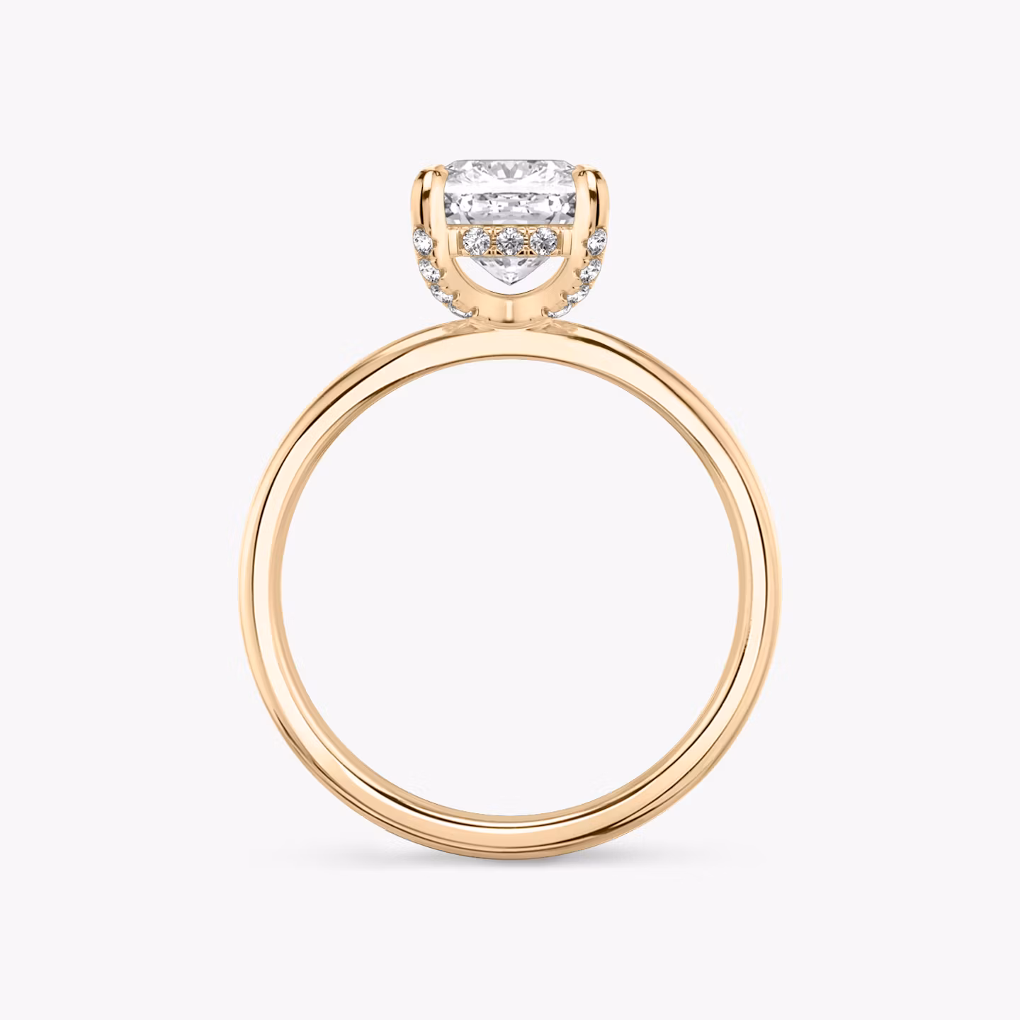The Classic Hidden Halo | Cushion | 14k | Rose Gold | bandAccent: Plain | bandWidth: standard | prongStyle: Pavé | diamondOrientation: vertical | caratWeight: other