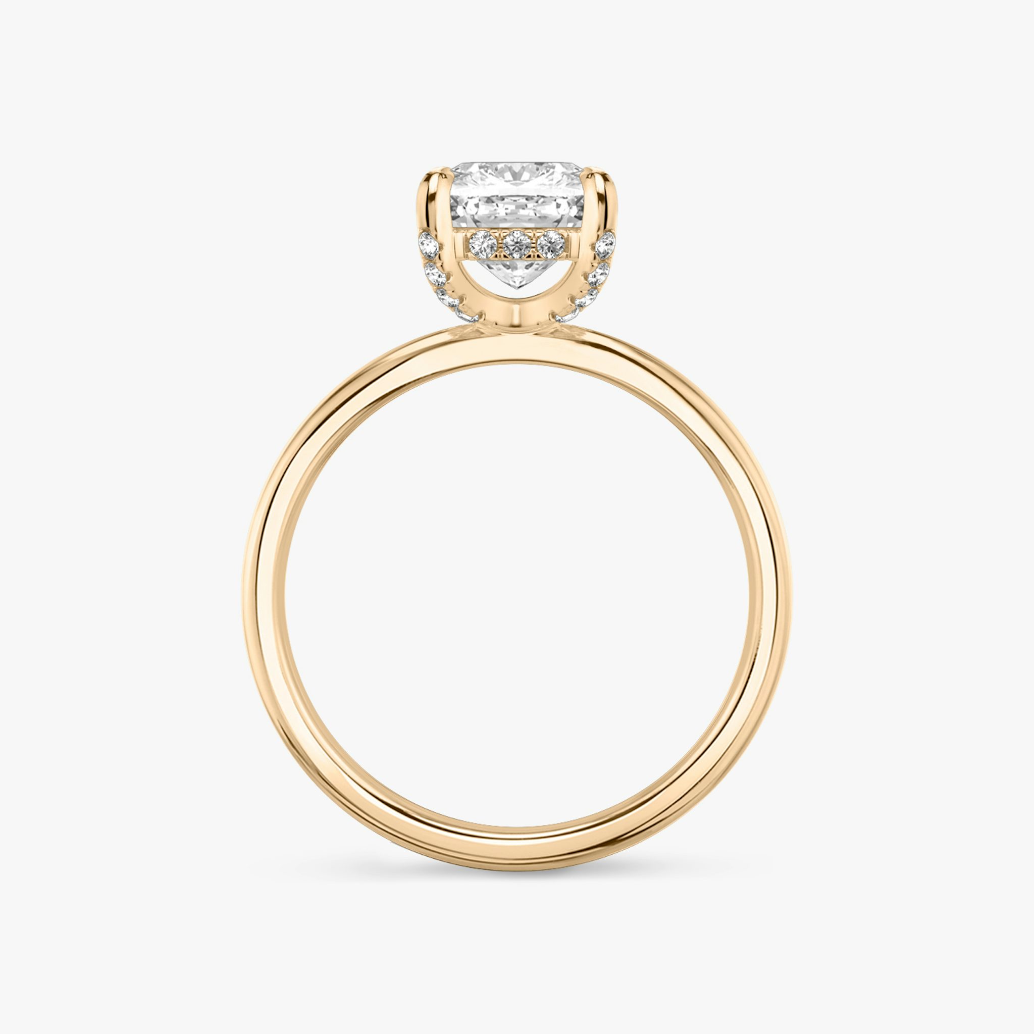 The Classic Hidden Halo | Cushion | 14k | Rose Gold | bandAccent: Plain | bandWidth: standard | prongStyle: Pavé | diamondOrientation: vertical | caratWeight: other