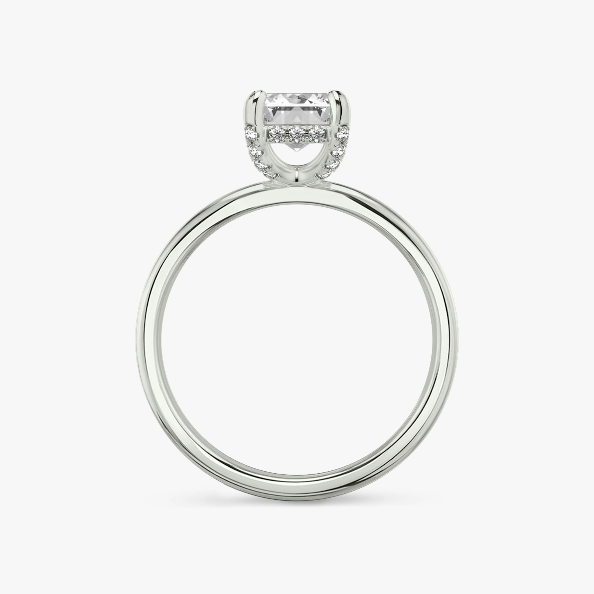 The Classic Hidden Halo | Emerald | 18k | White Gold | bandAccent: Plain | bandWidth: standard | prongStyle: Pavé | diamondOrientation: vertical | caratWeight: other