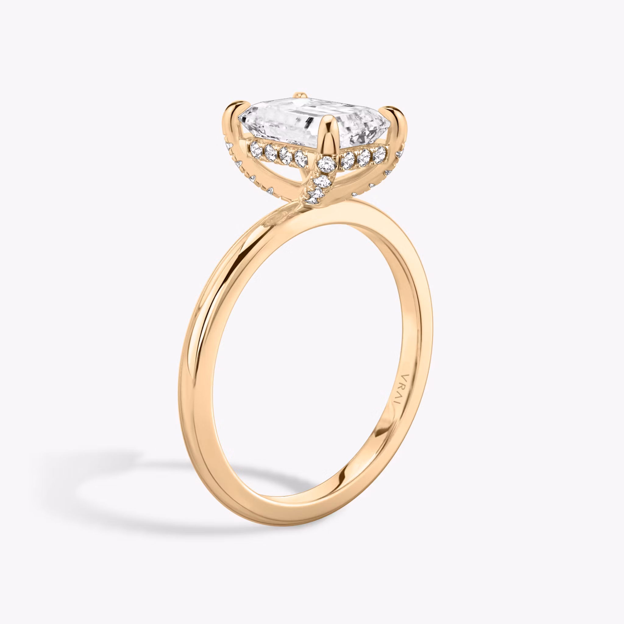 Classic Hidden Halo Emerald | Rose Gold