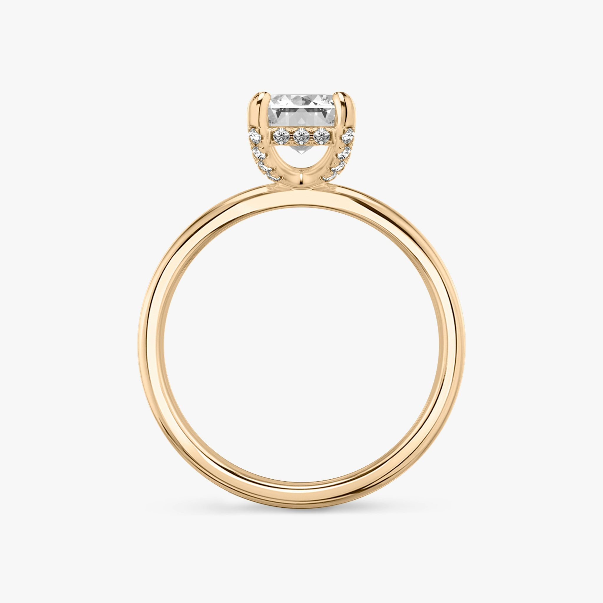 The Classic Hidden Halo | Emerald | 14k | Rose Gold | bandAccent: Plain | bandWidth: standard | prongStyle: Pavé | diamondOrientation: vertical | caratWeight: other