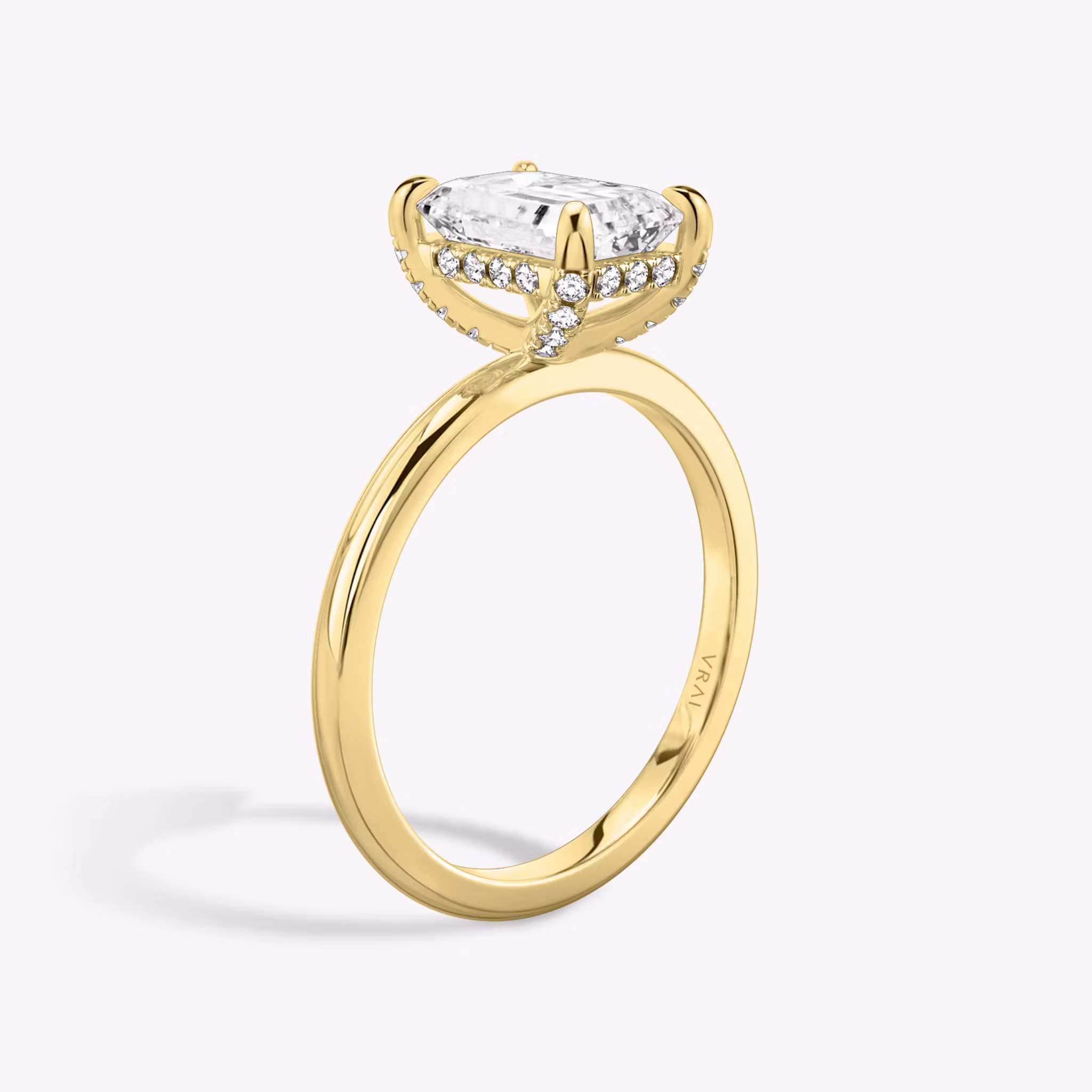 Classic Hidden Halo Emerald | Yellow Gold