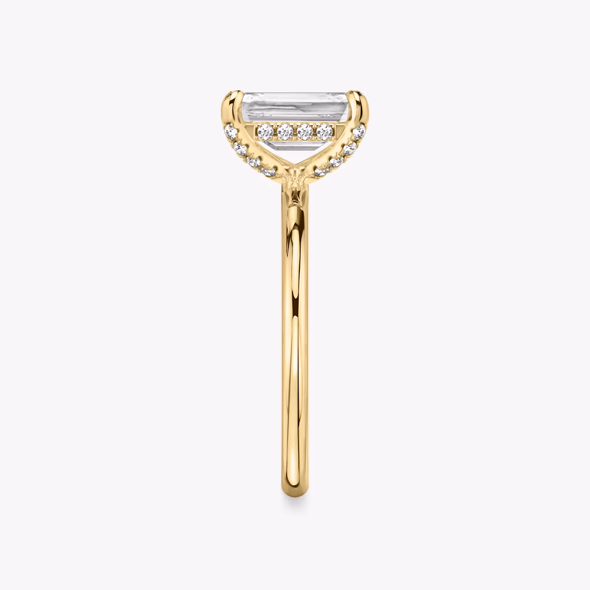 The Classic Hidden Halo | Emerald | 18k | Yellow Gold | bandAccent: Plain | bandWidth: standard | prongStyle: Pavé | diamondOrientation: vertical | caratWeight: other