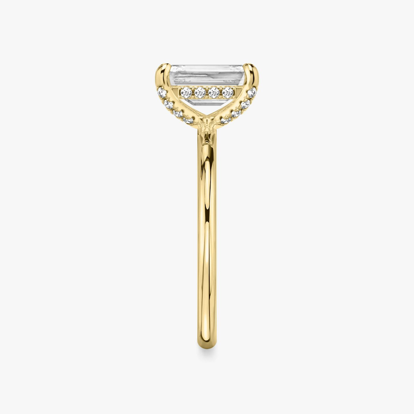 The Classic Hidden Halo | Emerald | 18k | Yellow Gold | bandAccent: Plain | bandWidth: standard | prongStyle: Pavé | diamondOrientation: vertical | caratWeight: other