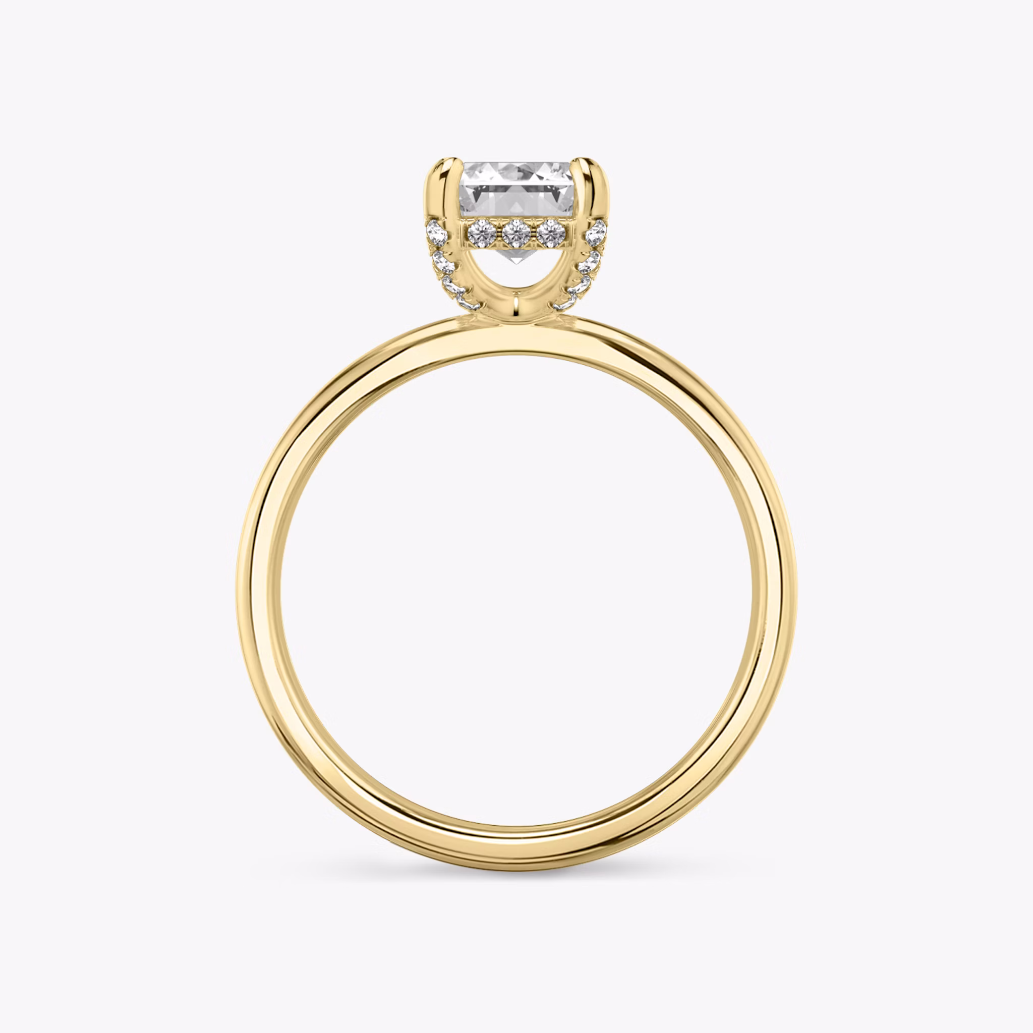 The Classic Hidden Halo | Emerald | 18k | Yellow Gold | bandAccent: Plain | bandWidth: standard | prongStyle: Pavé | diamondOrientation: vertical | caratWeight: other