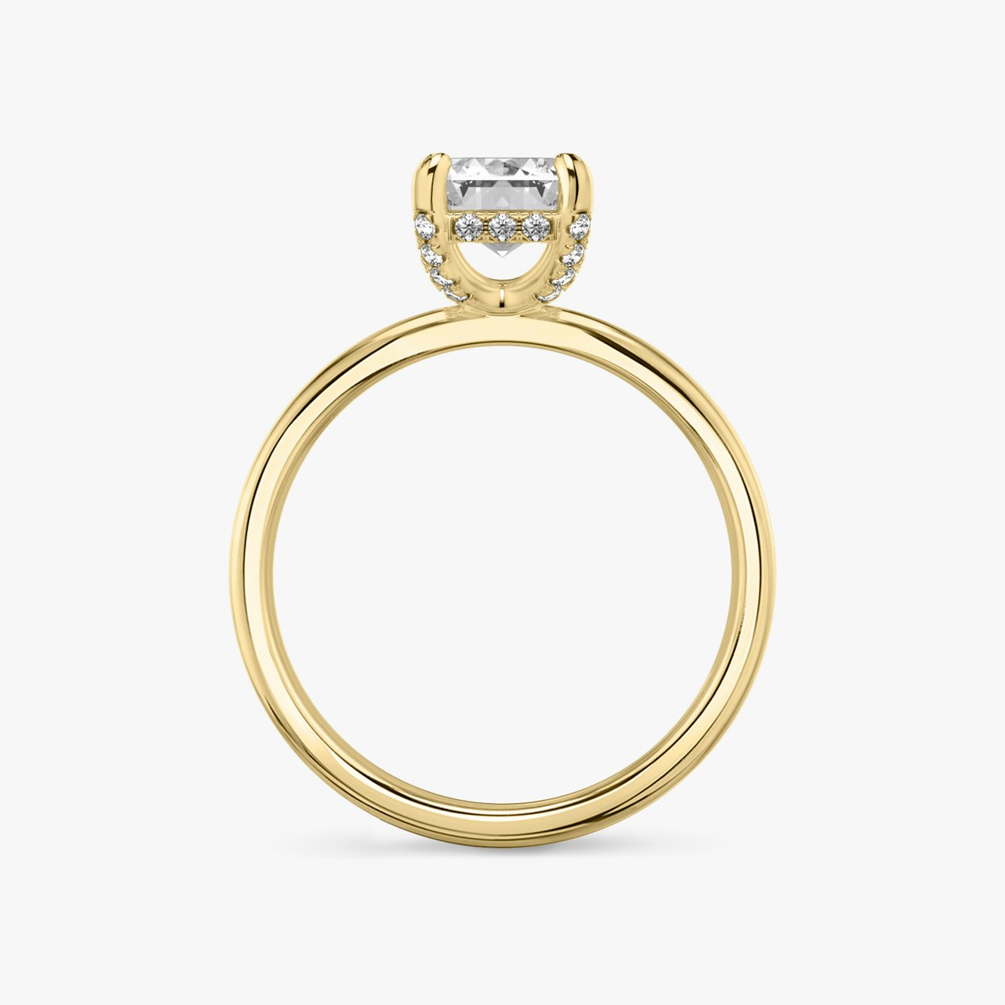 The Classic Hidden Halo | Emerald | 18k | Yellow Gold | bandAccent: Plain | bandWidth: standard | prongStyle: Pavé | diamondOrientation: vertical | caratWeight: other