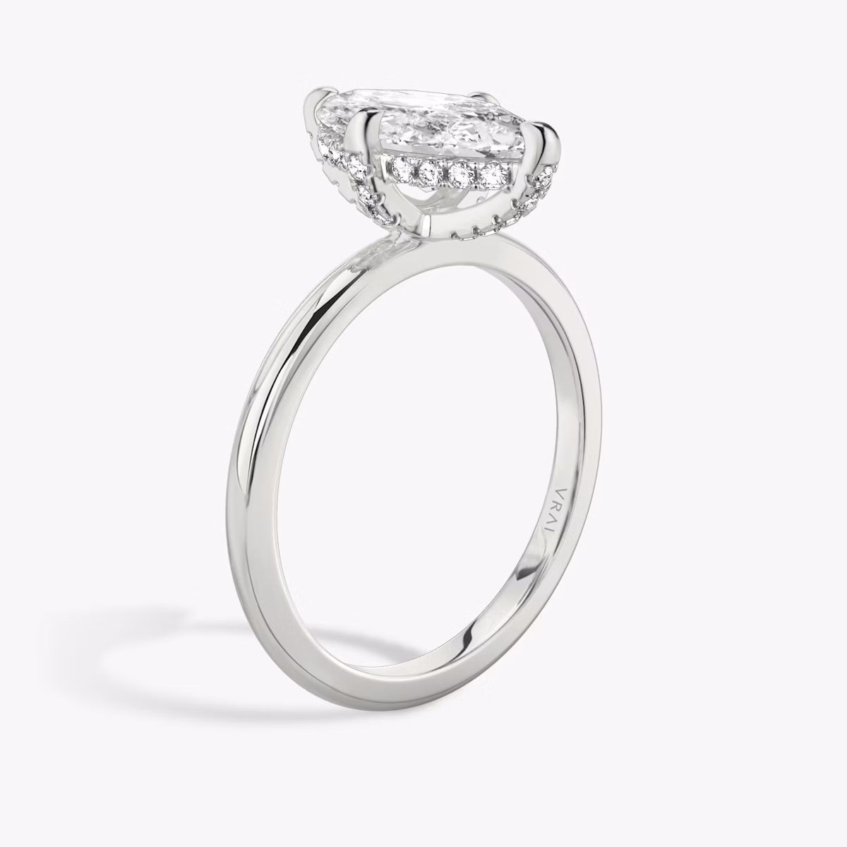 The Classic Hidden Halo | Marquise | Platinum | bandAccent: Plain | bandWidth: standard | prongStyle: Pavé | diamondOrientation: vertical | caratWeight: other