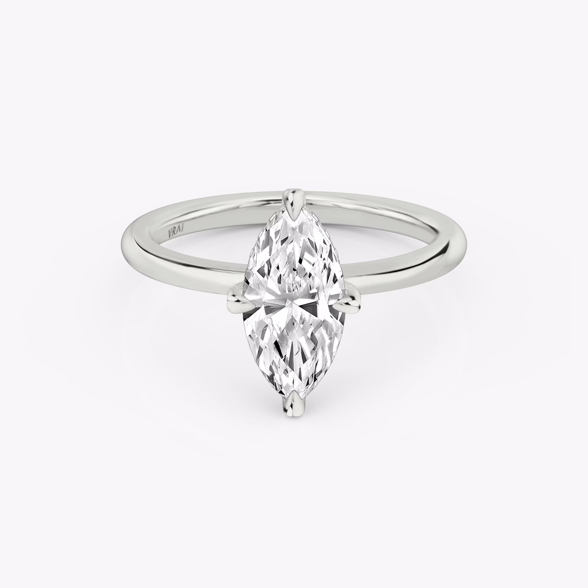 The Classic Hidden Halo | Marquise | 18k | White Gold | bandAccent: Plain | bandWidth: standard | prongStyle: Pavé | diamondOrientation: vertical | caratWeight: other