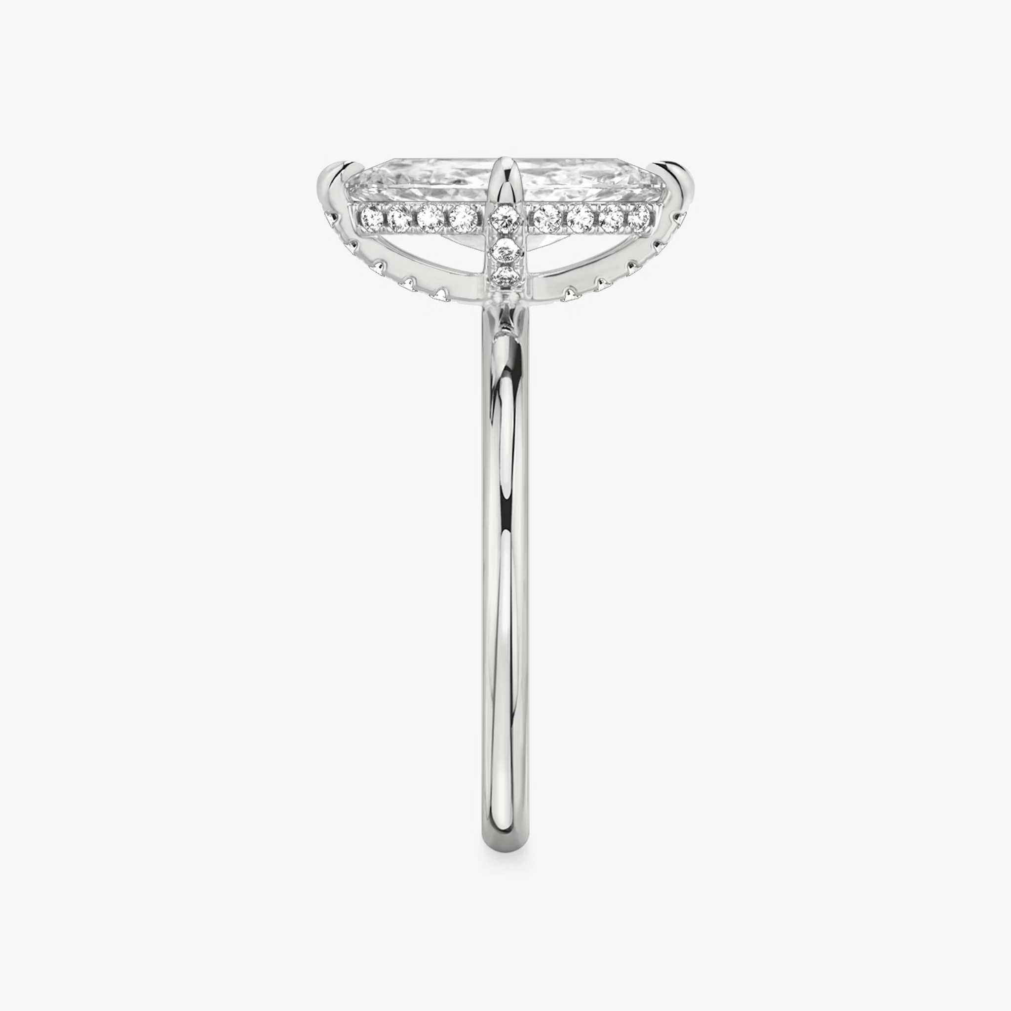 The Classic Hidden Halo | Marquise | 18k | White Gold | bandAccent: Plain | bandWidth: standard | prongStyle: Pavé | diamondOrientation: vertical | caratWeight: other