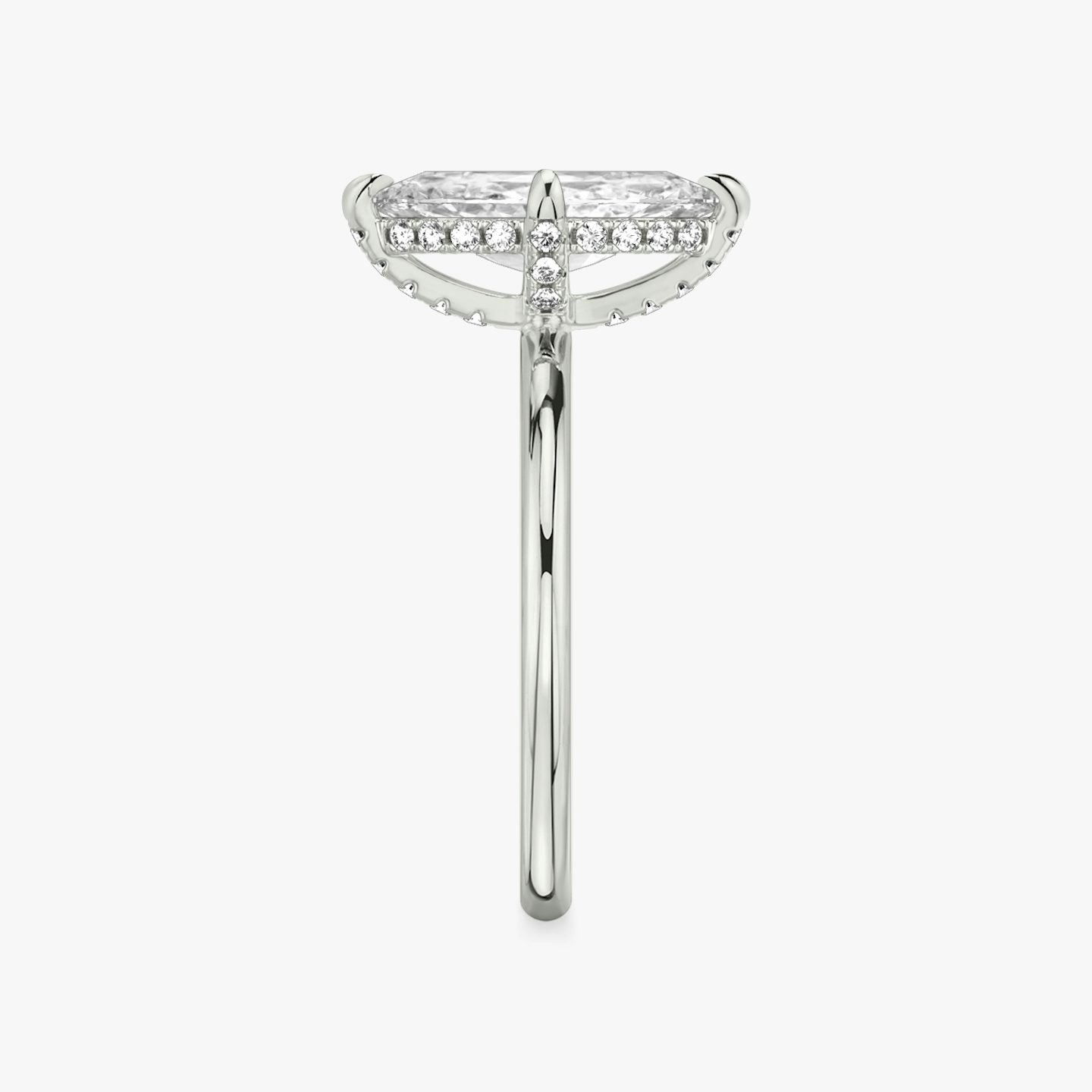The Classic Hidden Halo | Marquise | 18k | White Gold | bandAccent: Plain | bandWidth: standard | prongStyle: Pavé | diamondOrientation: vertical | caratWeight: other