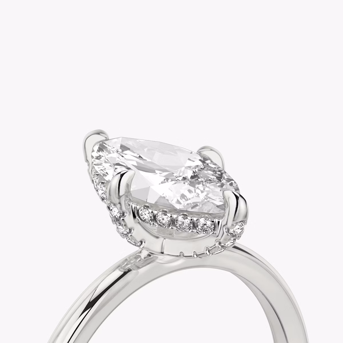 The Classic Hidden Halo | Marquise | Platinum | bandAccent: Plain | bandWidth: standard | prongStyle: Pavé | diamondOrientation: vertical | caratWeight: other