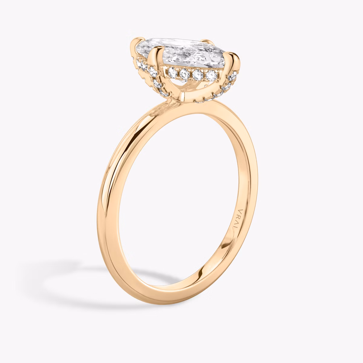 The Classic Hidden Halo | Marquise | 14k | Rose Gold | bandAccent: Plain | bandWidth: standard | prongStyle: Pavé | diamondOrientation: vertical | caratWeight: other
