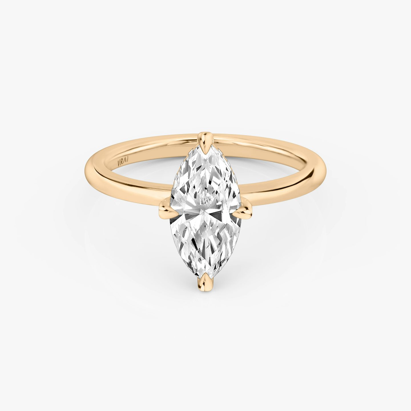 Bague de fiançailles Classic Hidden Halo | Marquise | 14k | Or rose | bandAccent: Simple | bandWidth: standard | prongStyle: Pavé | diamondOrientation: vertical | caratWeight: other