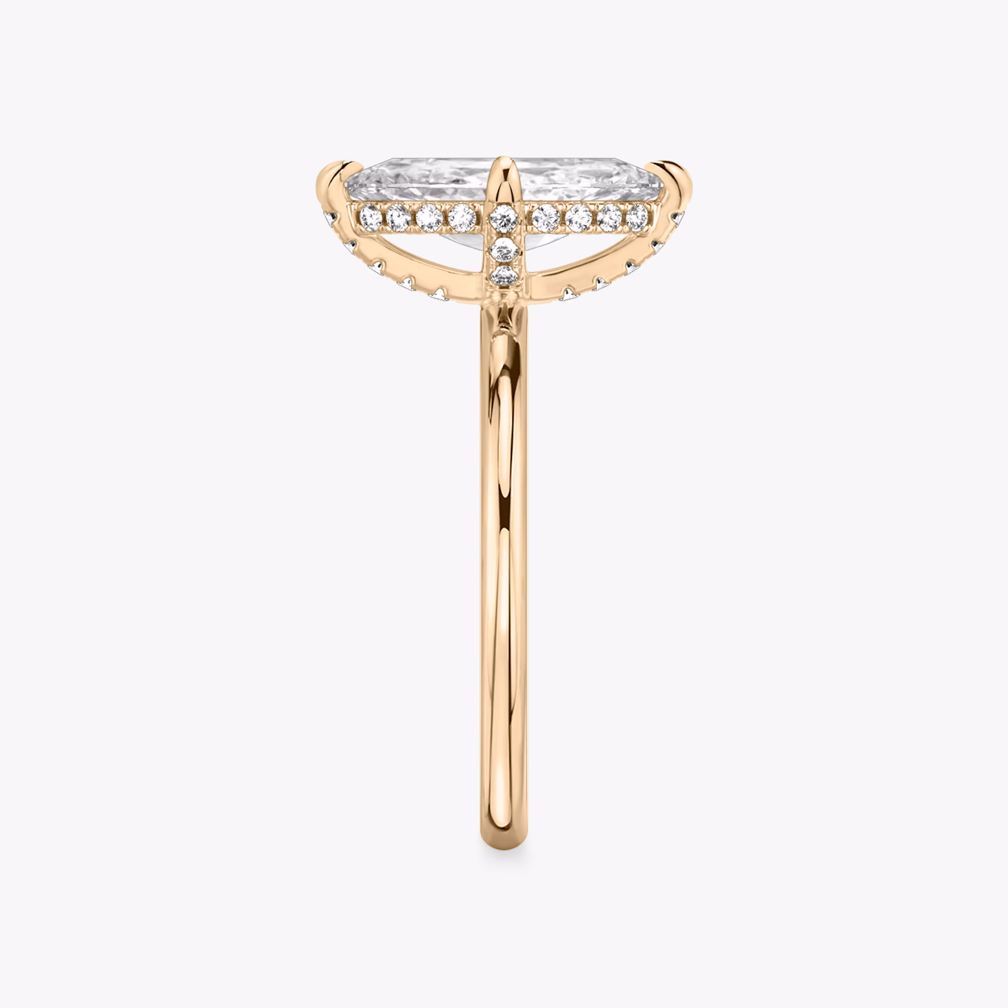 The Classic Hidden Halo | Marquise | 14k | Rose Gold | bandAccent: Plain | bandWidth: standard | prongStyle: Pavé | diamondOrientation: vertical | caratWeight: other