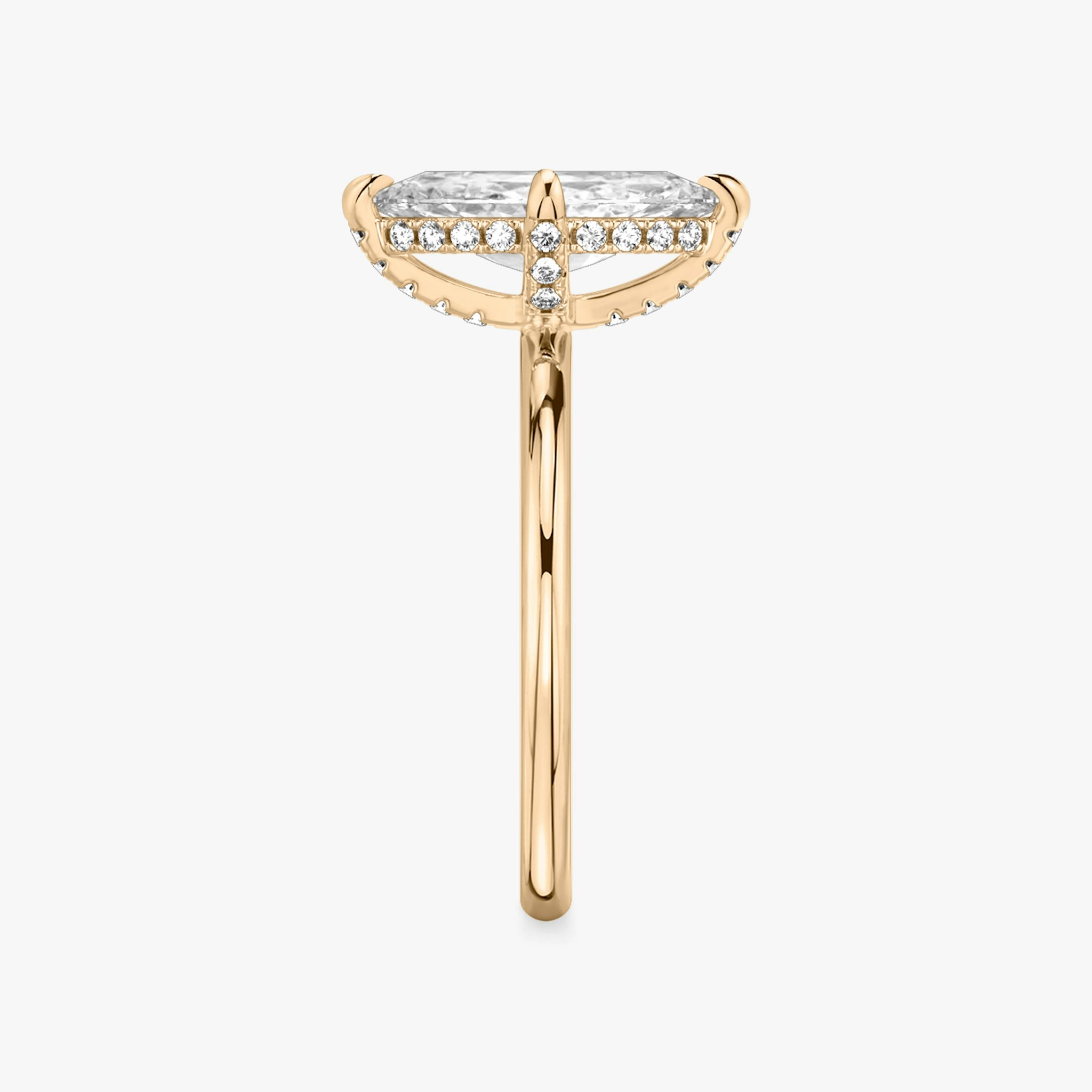 The Classic Hidden Halo | Marquise | 14k | Rose Gold | bandAccent: Plain | bandWidth: standard | prongStyle: Pavé | diamondOrientation: vertical | caratWeight: other