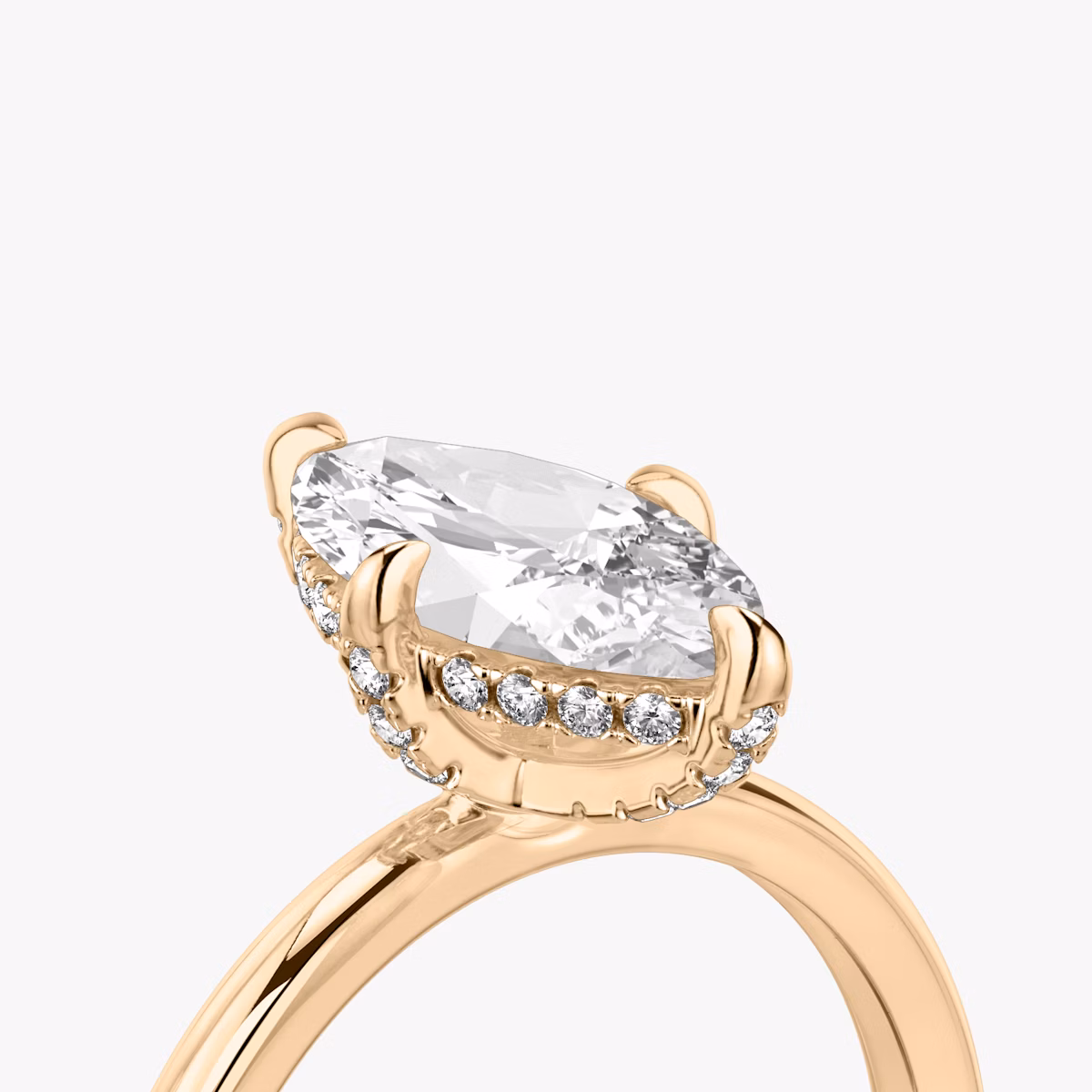 The Classic Hidden Halo | Marquise | 14k | Rose Gold | bandAccent: Plain | bandWidth: standard | prongStyle: Pavé | diamondOrientation: vertical | caratWeight: other