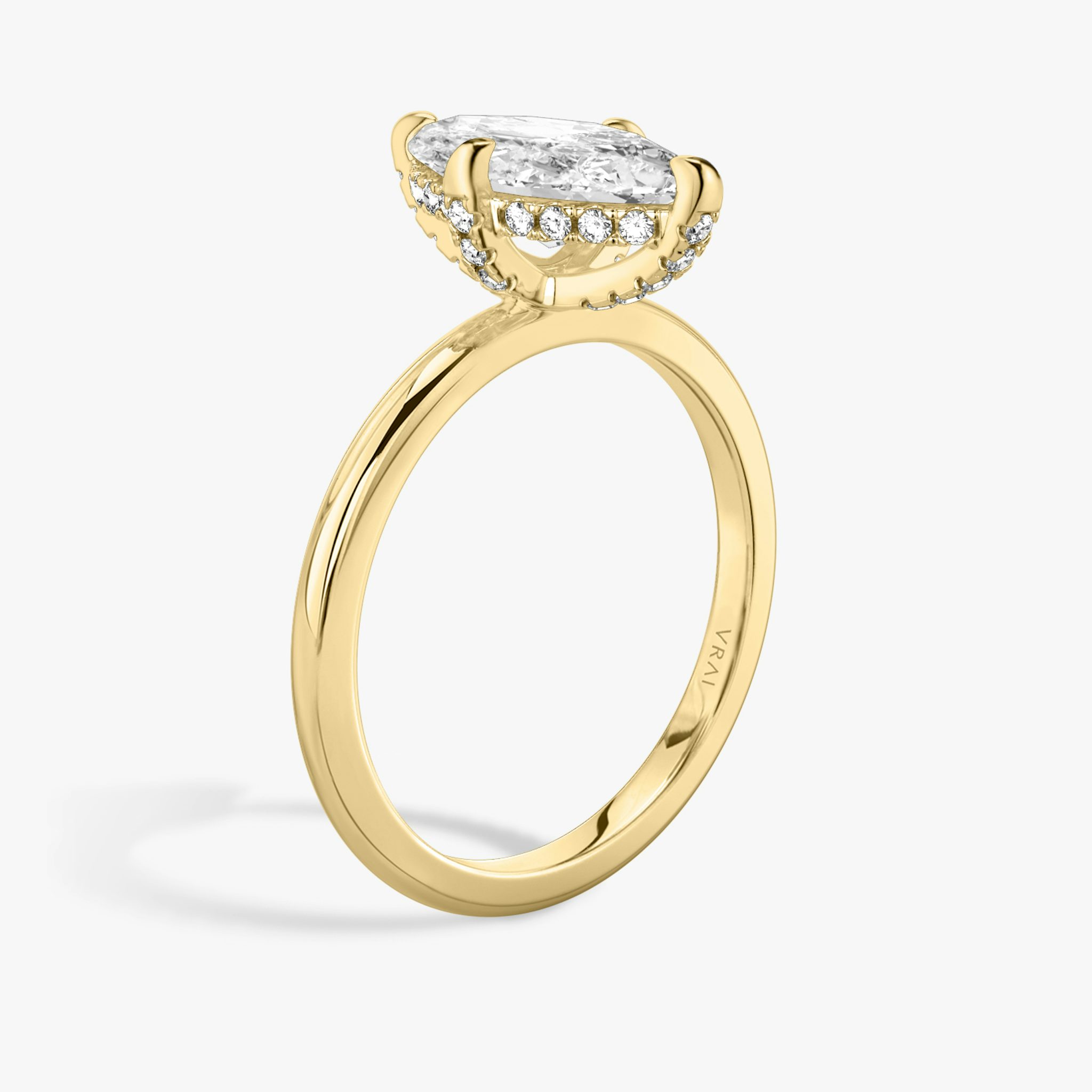 The Classic Hidden Halo | Marquise | 18k | Yellow Gold | bandAccent: Plain | bandWidth: standard | prongStyle: Pavé | diamondOrientation: vertical | caratWeight: other