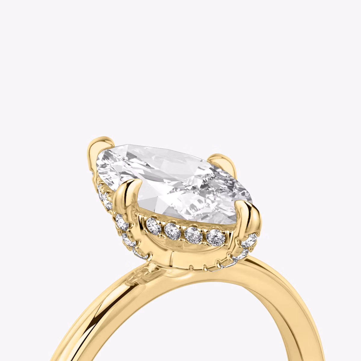 The Classic Hidden Halo | Marquise | 18k | Yellow Gold | bandAccent: Plain | bandWidth: standard | prongStyle: Pavé | diamondOrientation: vertical | caratWeight: other