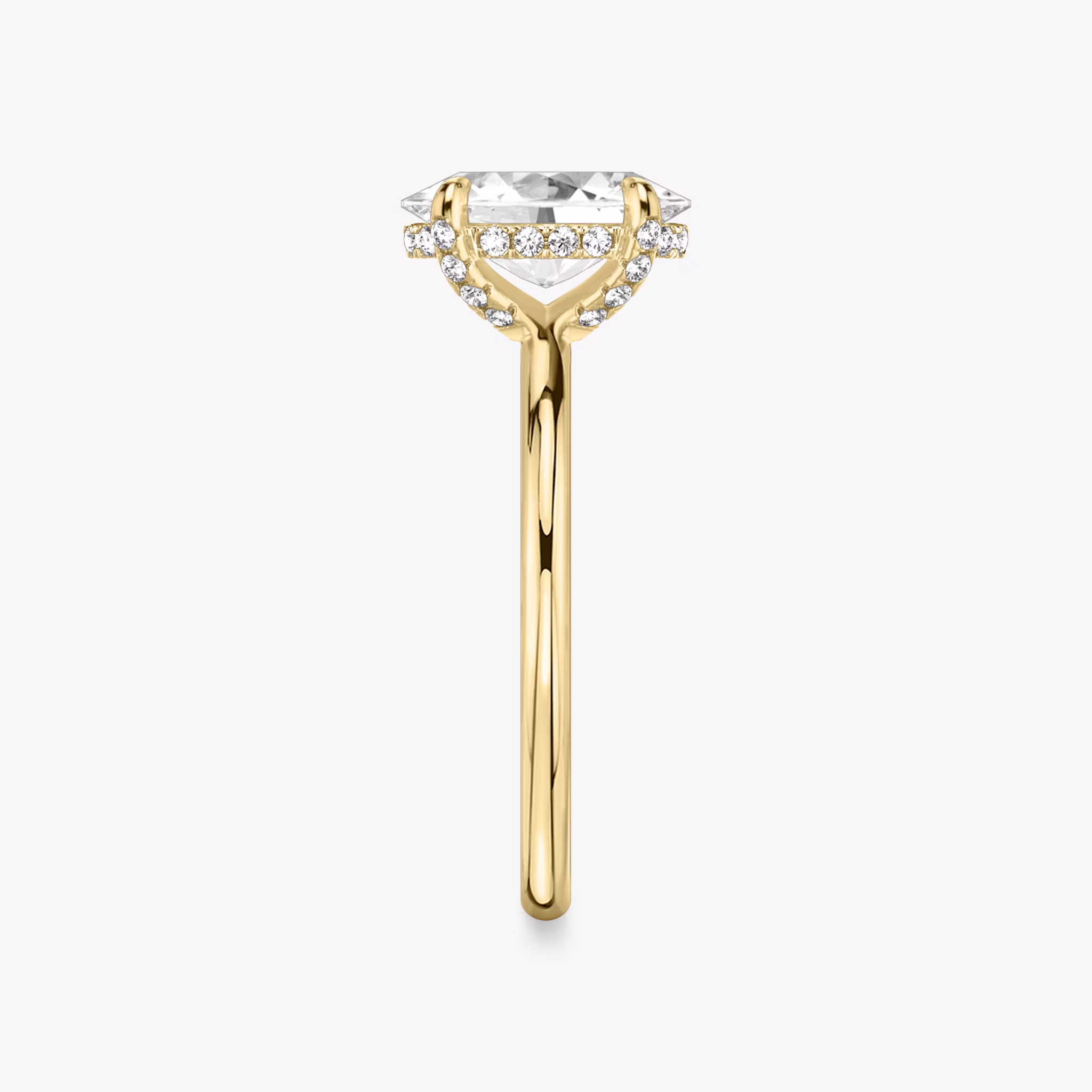 The Classic Hidden Halo | Oval | 18k | Yellow Gold | bandAccent: Plain | bandWidth: standard | prongStyle: Pavé | diamondOrientation: vertical | caratWeight: other