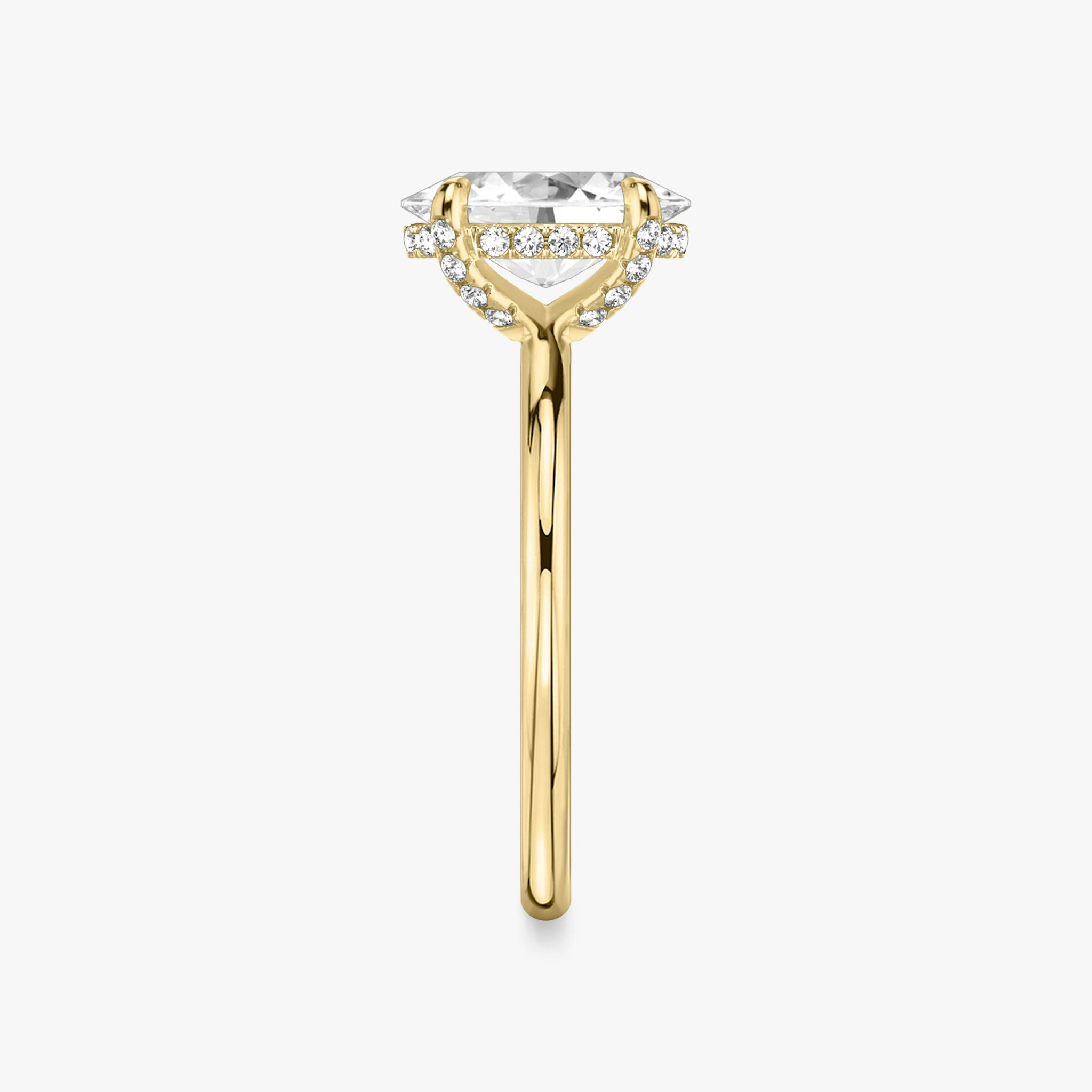 The Classic Hidden Halo | Oval | 18k | Yellow Gold | bandAccent: Plain | bandWidth: standard | prongStyle: Pavé | diamondOrientation: vertical | caratWeight: other