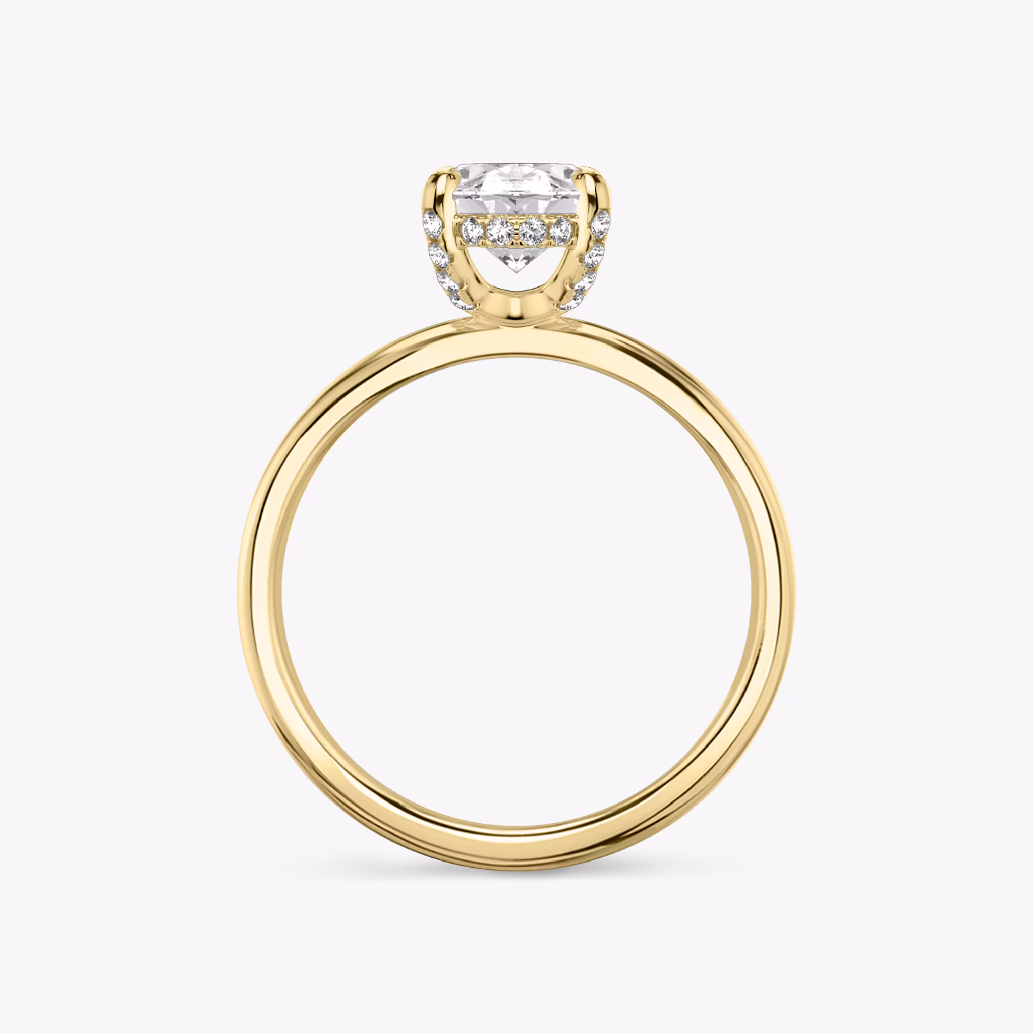 The Classic Hidden Halo | Oval | 18k | Yellow Gold | bandAccent: Plain | bandWidth: standard | prongStyle: Pavé | diamondOrientation: vertical | caratWeight: other