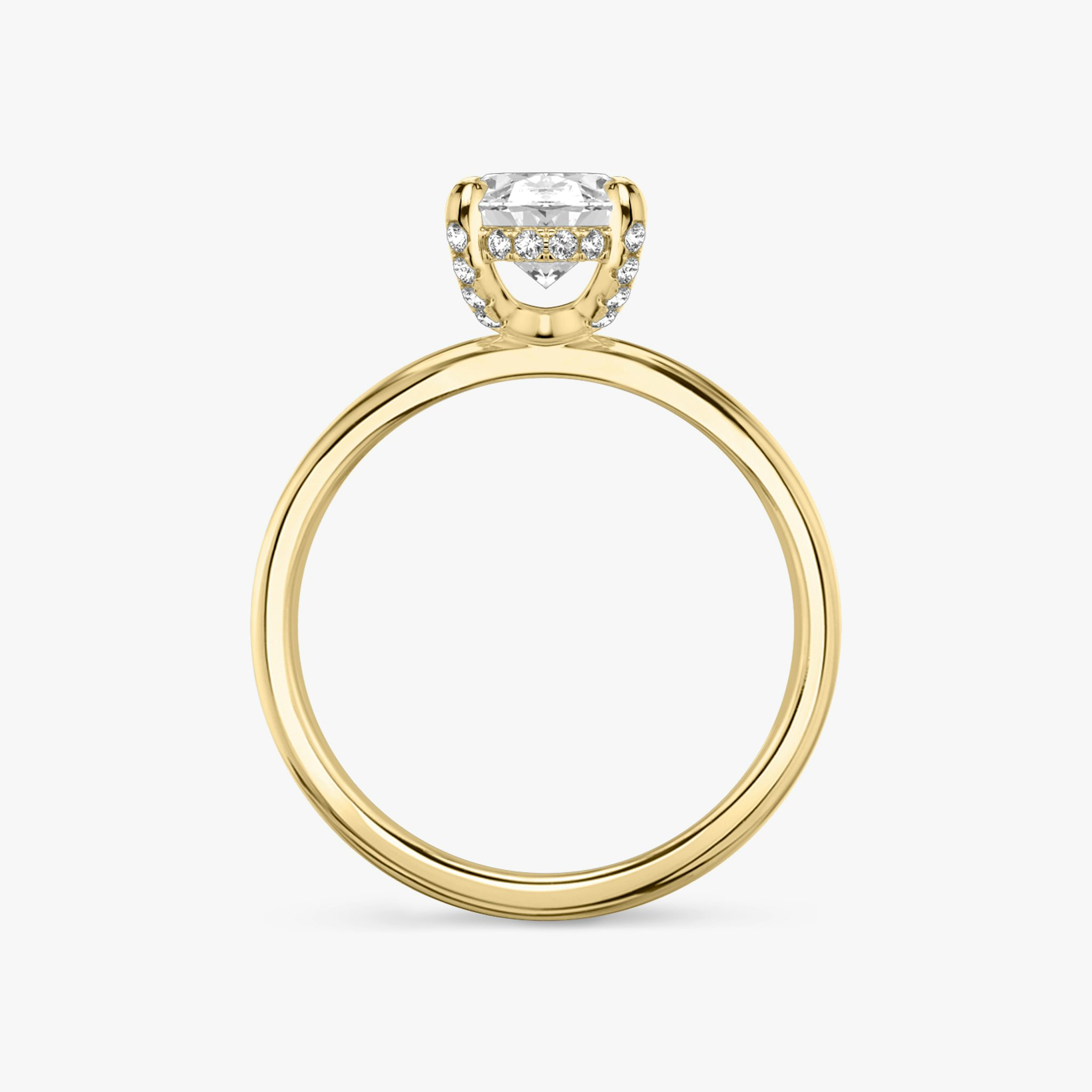 The Classic Hidden Halo | Oval | 18k | Yellow Gold | bandAccent: Plain | bandWidth: standard | prongStyle: Pavé | diamondOrientation: vertical | caratWeight: other