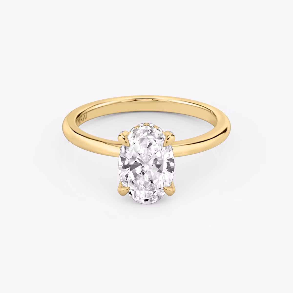 The Classic Hidden Halo | Oval | 18k | Yellow Gold | bandAccent: Plain | bandWidth: standard | prongStyle: Pavé | diamondOrientation: vertical | caratWeight: other