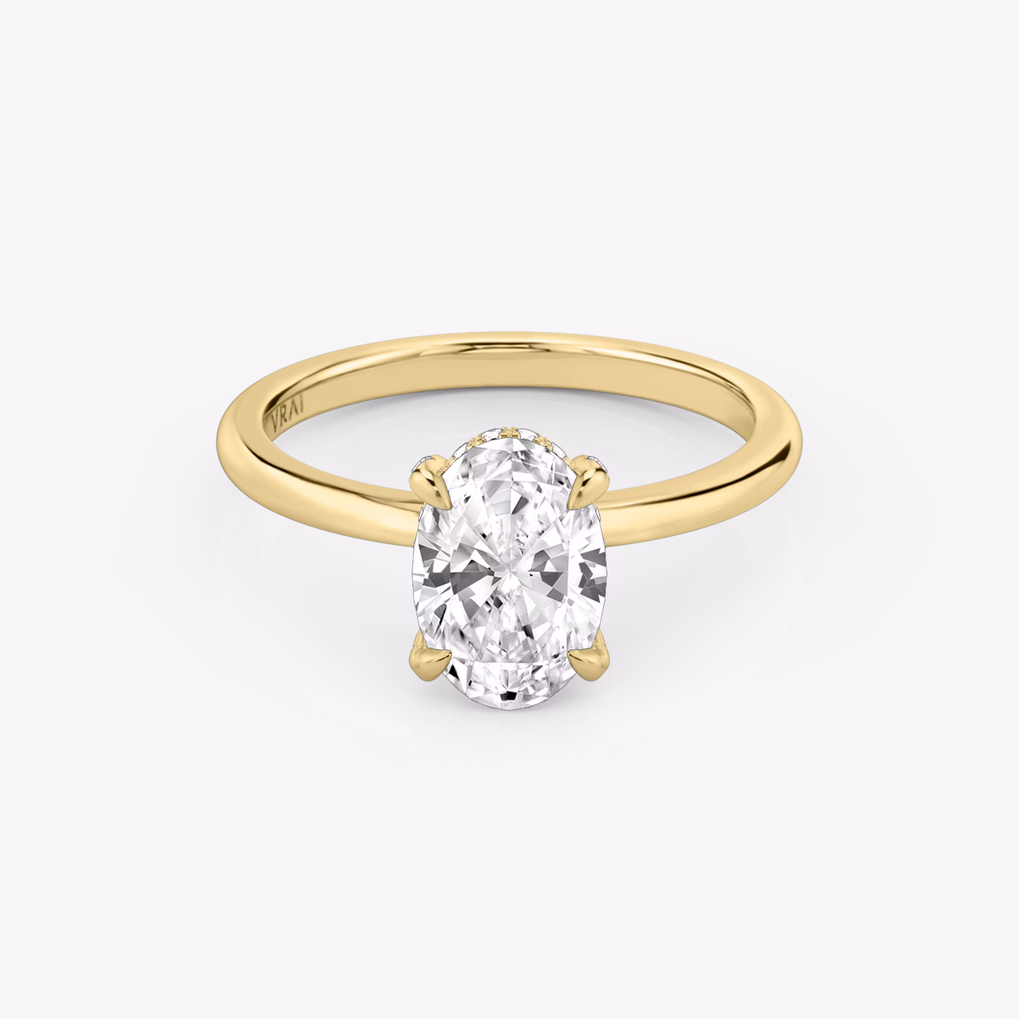 The Classic Hidden Halo | Oval | 18k | Yellow Gold | bandAccent: Plain | bandWidth: standard | prongStyle: Pavé | diamondOrientation: vertical | caratWeight: other
