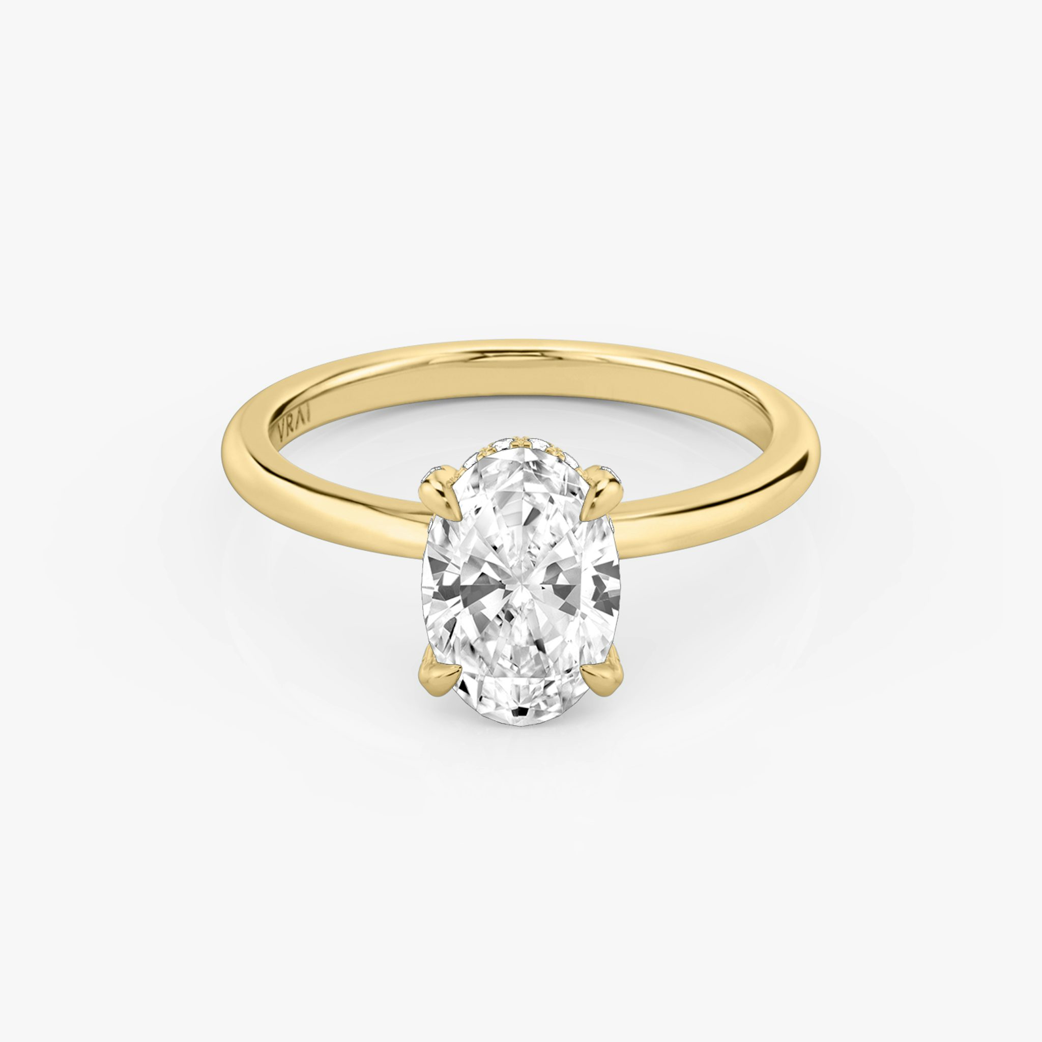 The Classic Hidden Halo | Oval | 18k | Yellow Gold | bandAccent: Plain | bandWidth: standard | prongStyle: Pavé | diamondOrientation: vertical | caratWeight: other