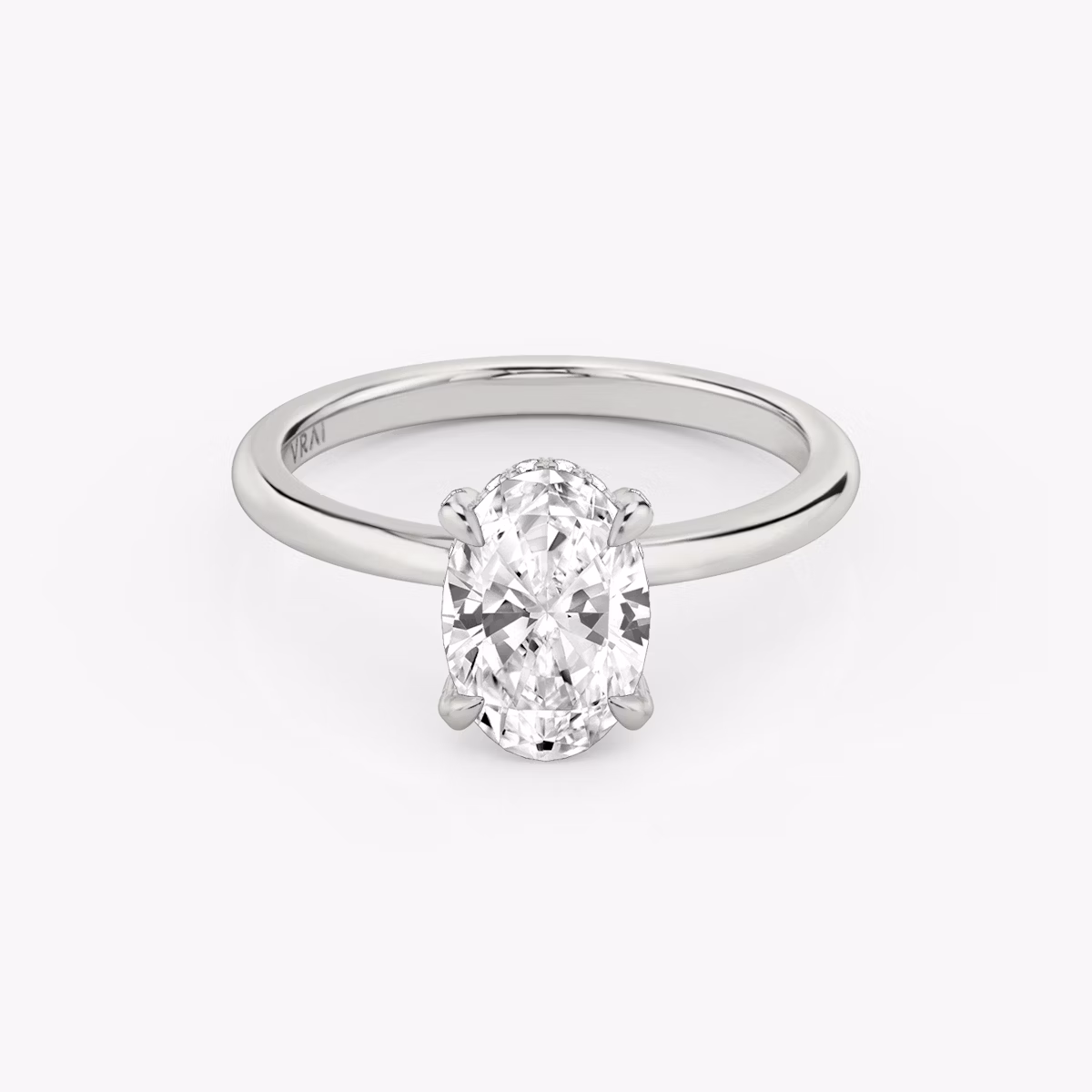 The Classic Hidden Halo | Oval | 18k | White Gold | bandAccent: Plain | bandWidth: standard | prongStyle: Pavé | diamondOrientation: vertical | caratWeight: other