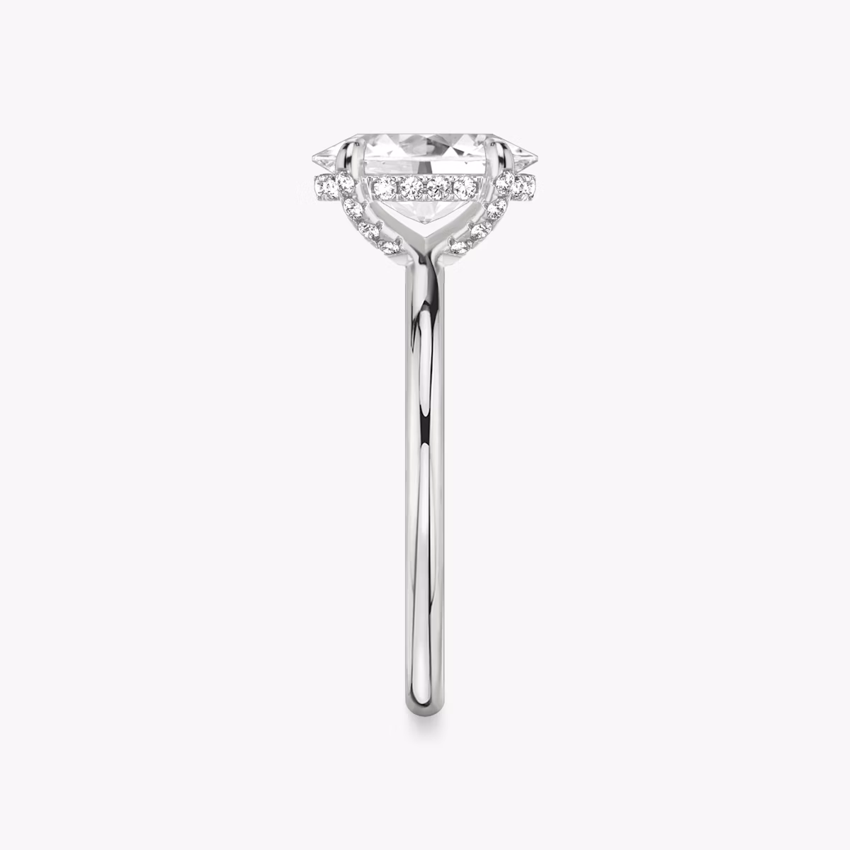 The Classic Hidden Halo | Oval | 18k | White Gold | bandAccent: Plain | bandWidth: standard | prongStyle: Pavé | diamondOrientation: vertical | caratWeight: other