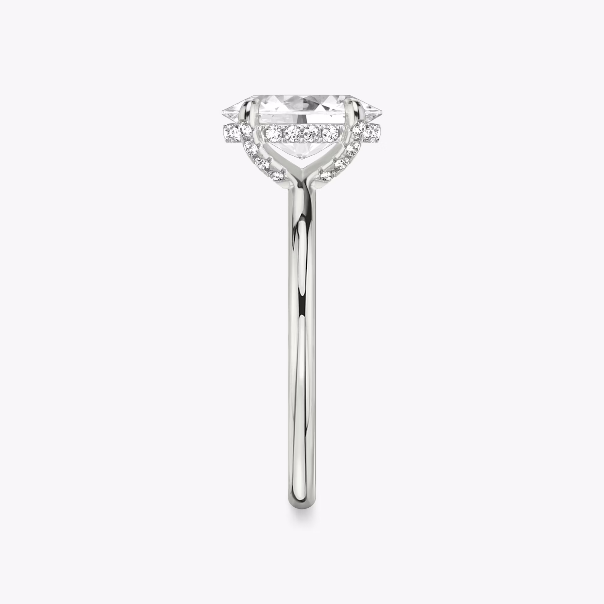 The Classic Hidden Halo | Oval | 18k | White Gold | bandAccent: Plain | bandWidth: standard | prongStyle: Pavé | diamondOrientation: vertical | caratWeight: other
