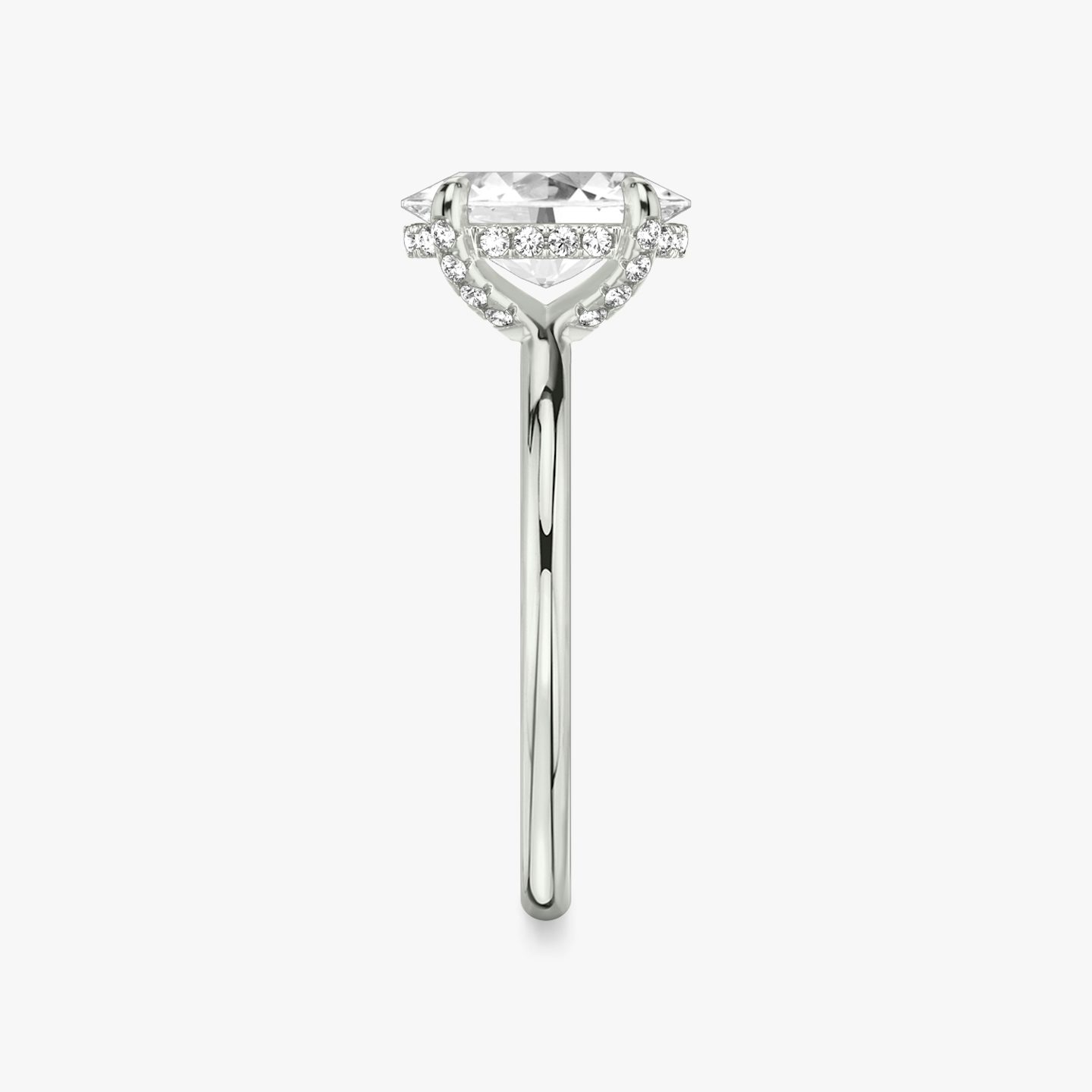 The Classic Hidden Halo | Oval | 18k | White Gold | bandAccent: Plain | bandWidth: standard | prongStyle: Pavé | diamondOrientation: vertical | caratWeight: other