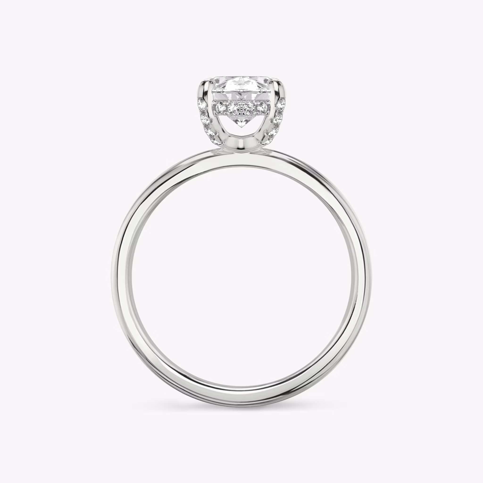 The Classic Hidden Halo | Oval | 18k | White Gold | bandAccent: Plain | bandWidth: standard | prongStyle: Pavé | diamondOrientation: vertical | caratWeight: other