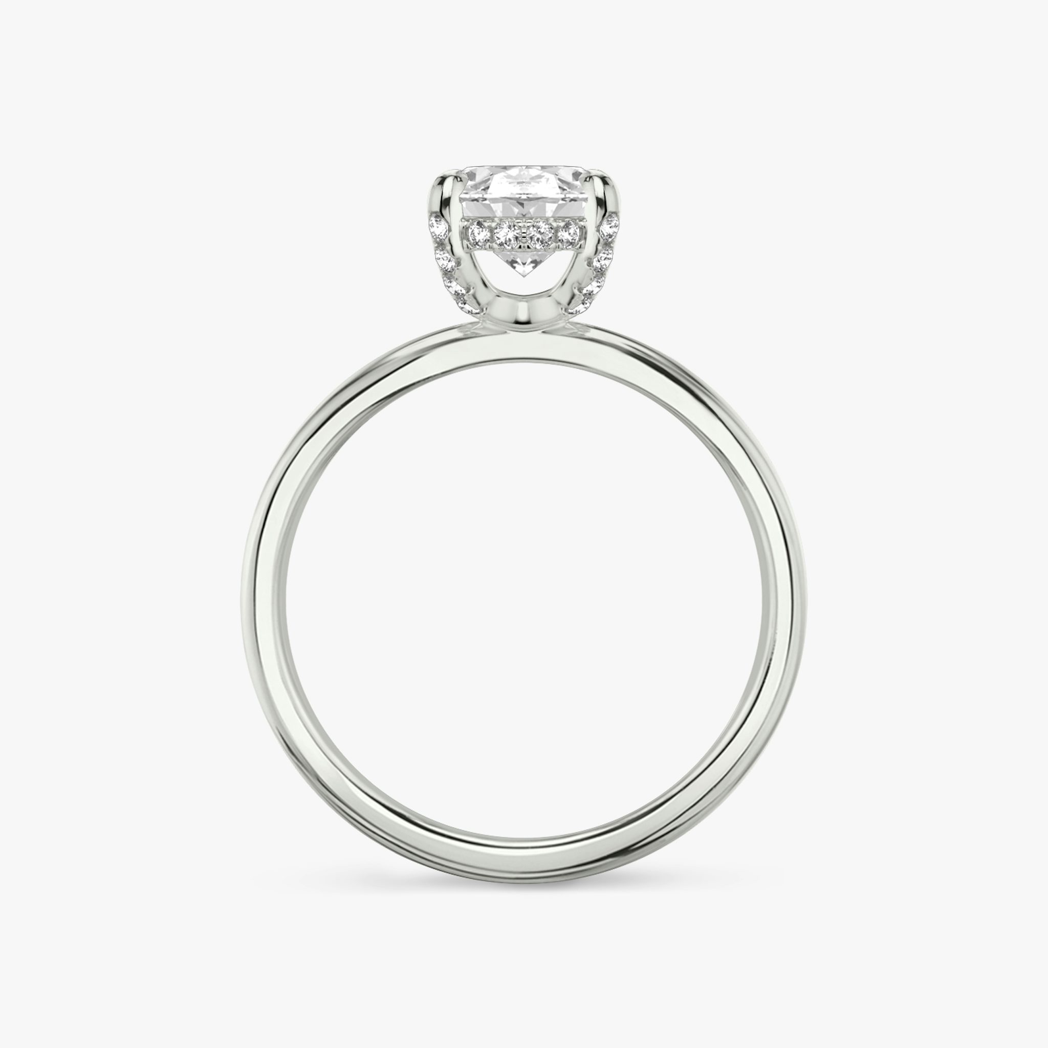 The Classic Hidden Halo | Oval | 18k | White Gold | bandAccent: Plain | bandWidth: standard | prongStyle: Pavé | diamondOrientation: vertical | caratWeight: other