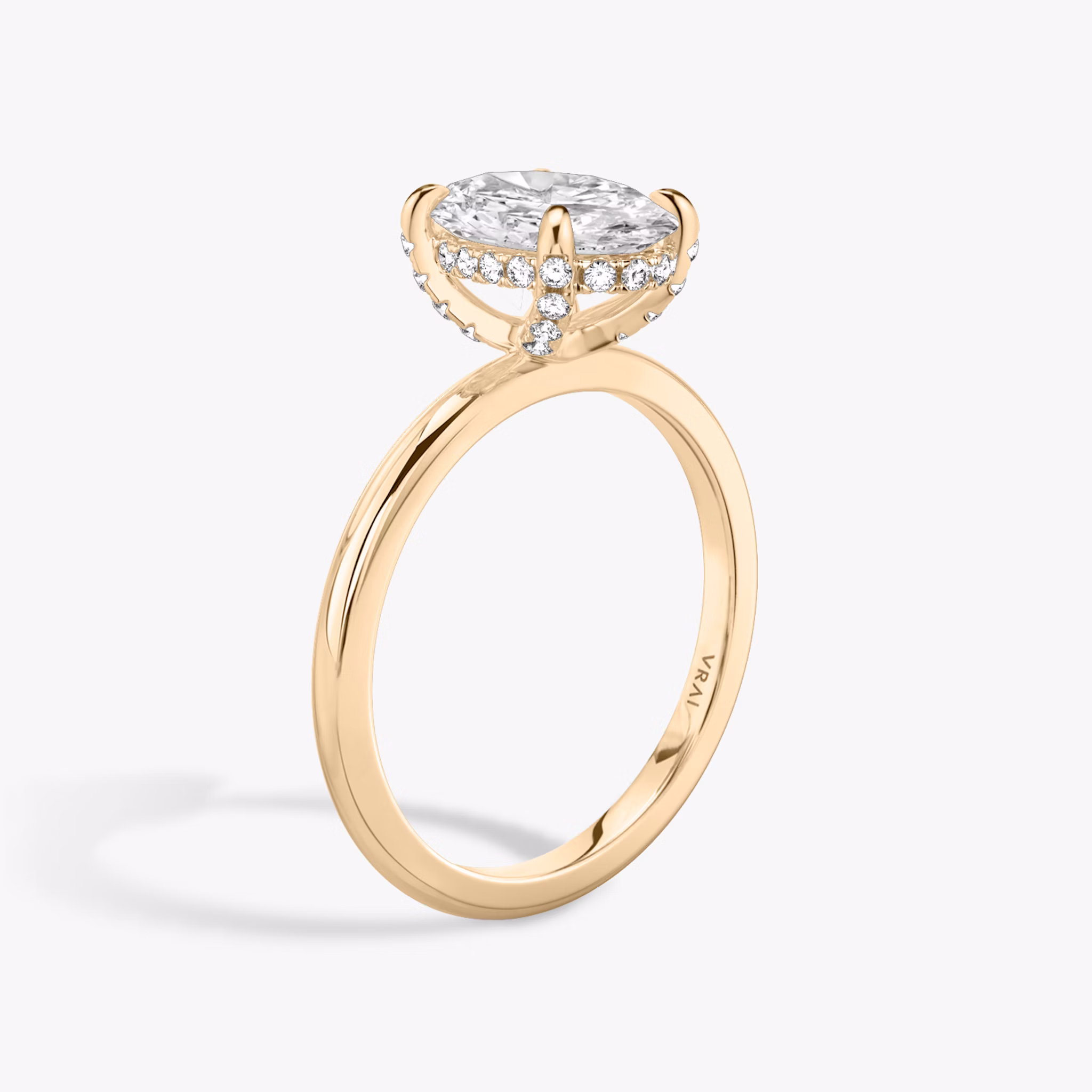 The Classic Hidden Halo | Oval | 14k | Rose Gold | bandAccent: Plain | bandWidth: standard | prongStyle: Pavé | diamondOrientation: vertical | caratWeight: other